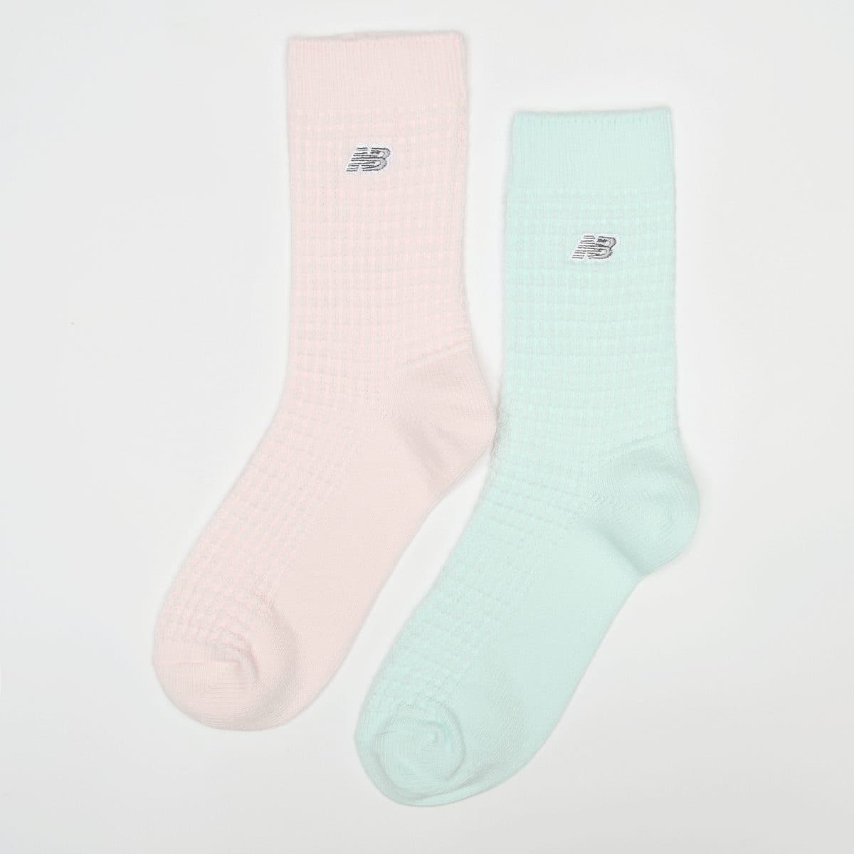 2 PACK - Waffle Knit Mid Crew Socks