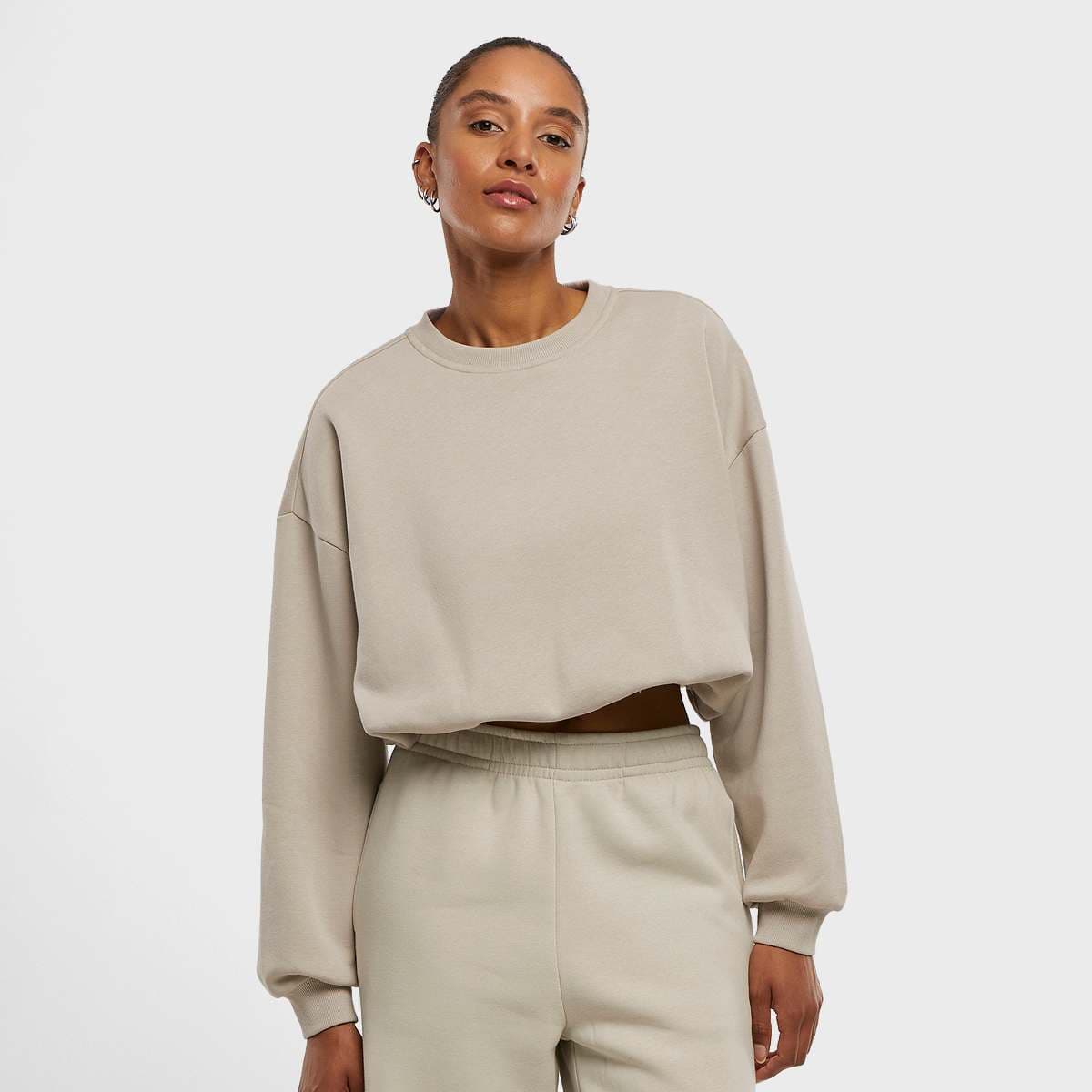 Ladies Cropped Gathered Sweatshirt 