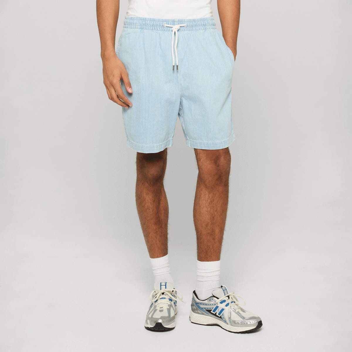 Casual Pinstriped Resort Denim Shorts