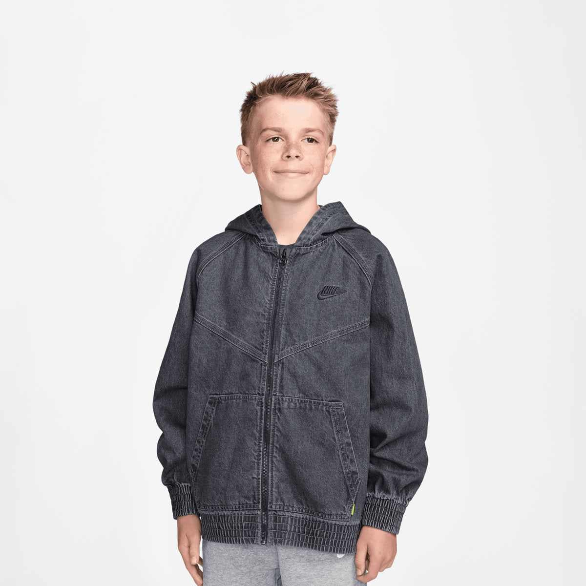Sportswear Collection Full-Zip Hooded Denim Jacket