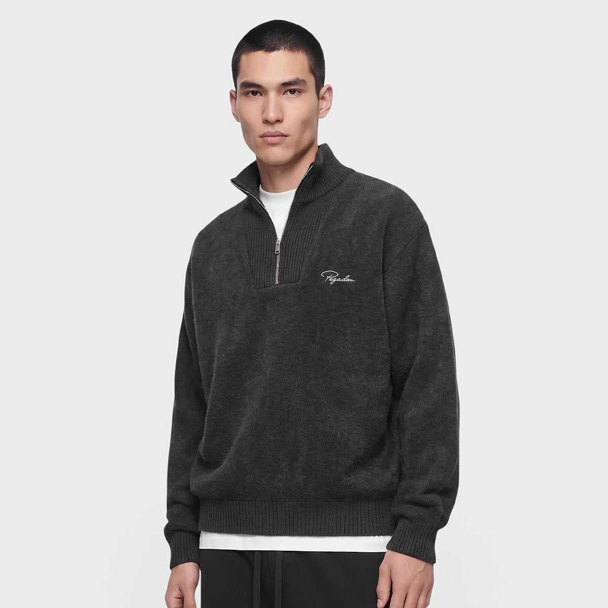 Gilmonde Structured Knit Half-Zip Sweater BLACK