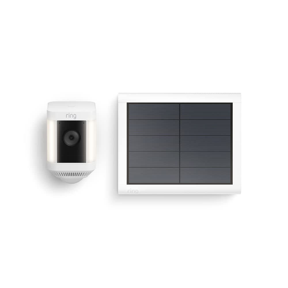 Ring cámara Plus con luces solar (Spotlight Cam Plus) | Cámara de vigilancia exterior wifi con vídeo HD 1080p, comunicación bidireccional, visión nocturna y focos LED | 30 días gratis de Ring Home
