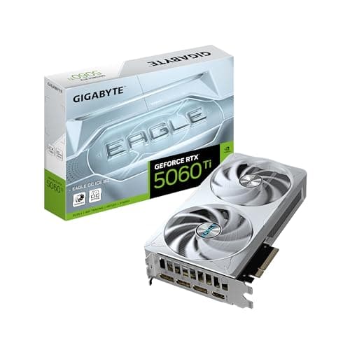 Gigabyte GeForce RTX 5060 Ti Eagle OC Ice 8G Grafikkarte – 8 GB GDDR7, 128 Bit, PCI-E 5.0, 2617 MHz Kernfrequenz, 3 x DisplayPort, 1 x HDMI, GV-N506TEAGLEOC ICE-8GD