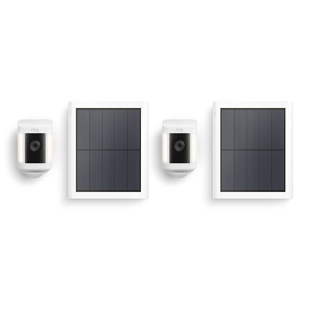 Ring cámara Plus con luces solar (Spotlight Cam Plus) | Cámara de vigilancia exterior HD wifi con comunicación bidireccional, visión nocturna y focos LED | 30 días gratis de Ring Home | 2 Cámaras