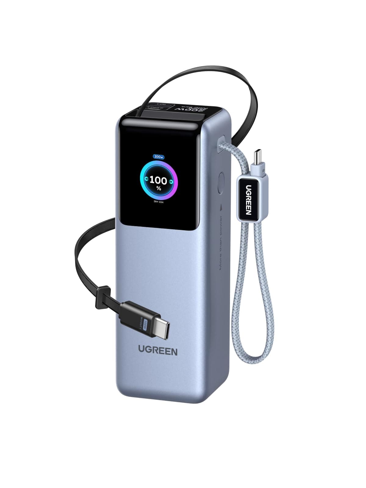 UGREEN Nexode Pro 200W Batterie Externe 25000mAh Power Bank Portable Charge Rapide 2 Câble USB C 100W 2 Port Écran TFT Compatible avec iPhone 17 16 15 Pro Max Plus Air Galaxy S25 S24 MacBook iPad