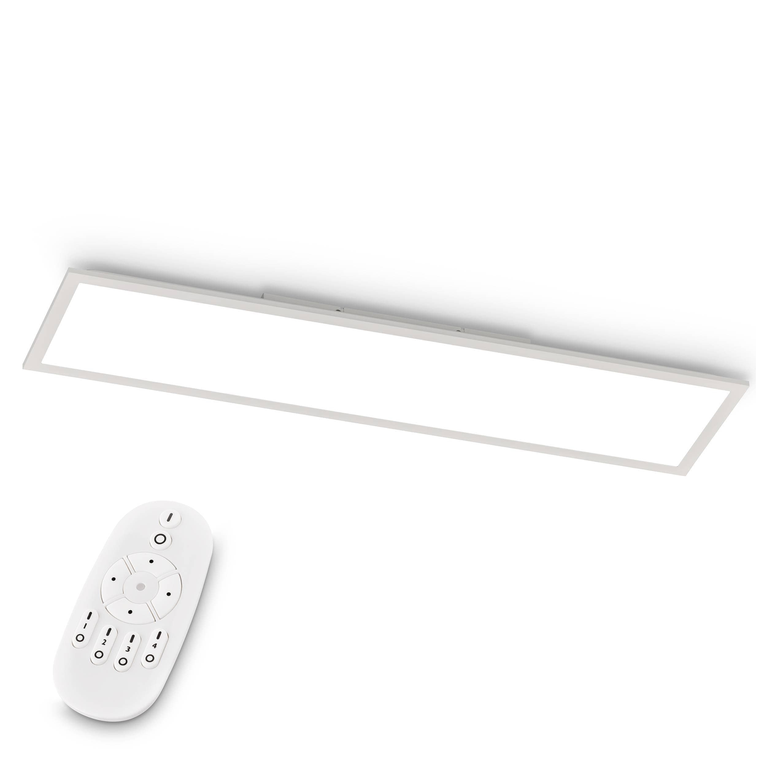 EGLO LED Büro-Deckenleuchte Bottazzo, mit Fernbedienung, 3200 Lumen, Deckenlampe flach 100x25 cm, Lampe Decke Wohnzimmer, Panel dimmbar, Küchenlampe warmweiß – kaltweiß, Weiß