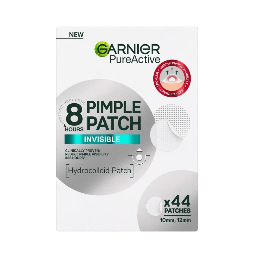Garnier Pimple Patch Cerotti Idrocolloidali Invisibili, Imperfezioni Ridotte in 8 Ore, Brufoli Visibilmente più Piatti, Adatti a Tutte le Tonalità di Pelle, Vegano, Pure Active, 44 Patch