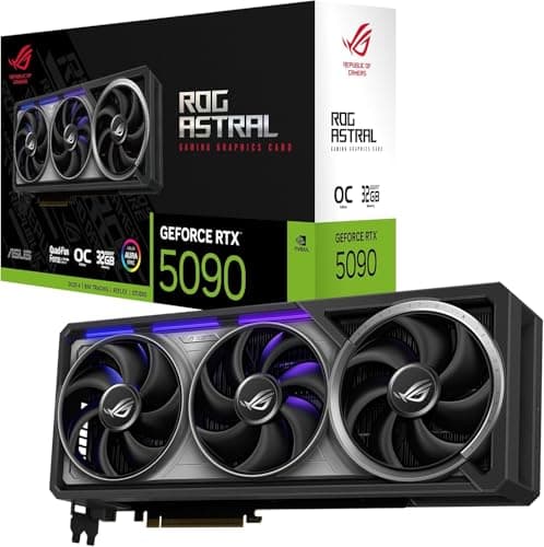 ASUS ROG Astral GeForce RTX 5090 32GB GDDR7 OC Edition Gaming Grafikkarte (Nvidia DLSS 4, Vier Lüfter, 3.8-Slot-Design, PCIe 5.0, 2X HDMI 2.1b, 3X DisplayPort 2.1a)