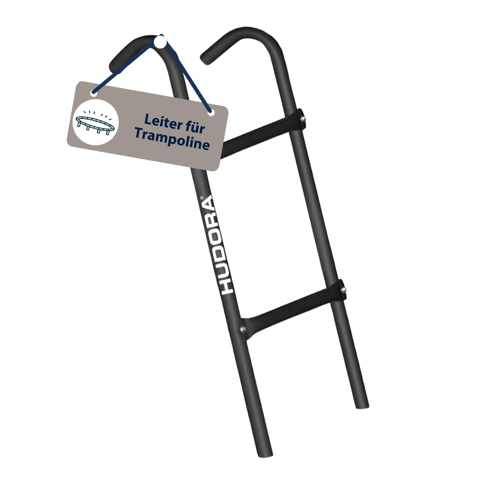 HUDORA Trampolinleiter - einstellbare Trampolin-Leiter mit 2-3 Stufen - Stabile Sicherheitsleiter aus pulverbeschichtetem Stahl für Outdoor-Trampoline - hochwertige Leiter für viele Trampolinhöhen