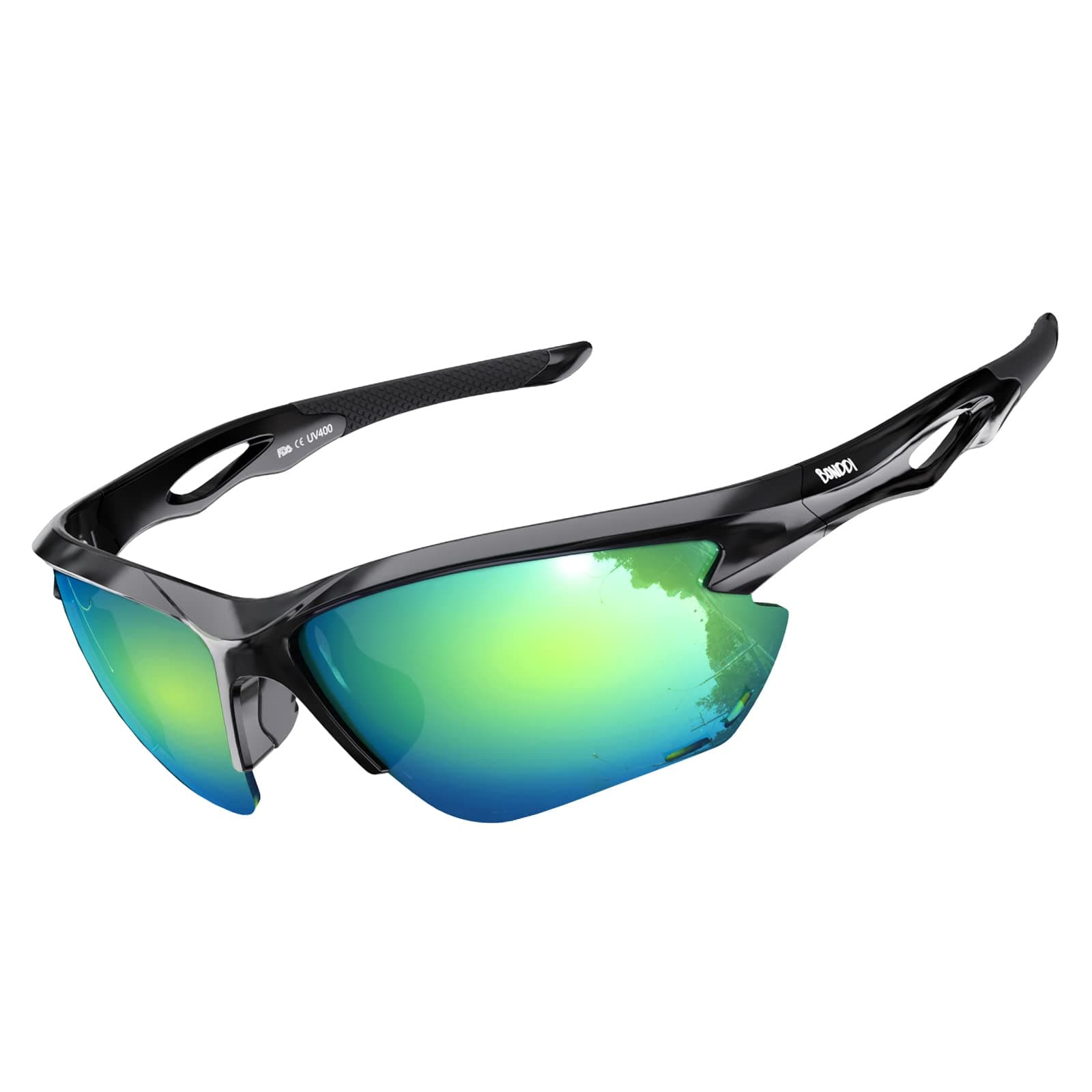 BONDDI Gafas de Sol Deportivas, Gafas de Sol Deportivas Polarizadas para Hombre y Mujer, Protección UV400, Montura TR90 Ligera y Envolvente para Ciclismo Pesca Golf Running Conducción Esquí Senderismo