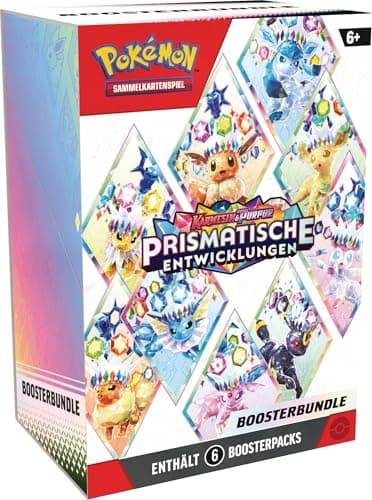 Pokémon-Sammelkartenspiel: Boosterbundle Karmesin &amp; Purpur – Prismatische Entwicklungen (6 Boosterpacks)