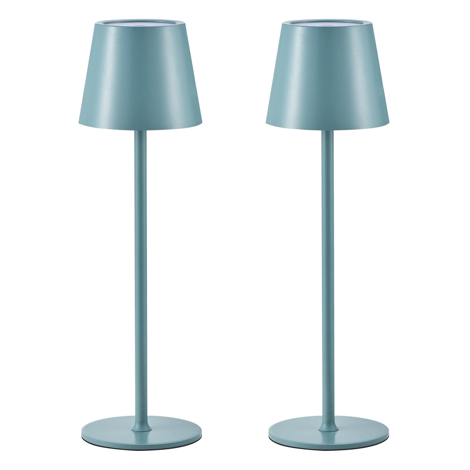 Lot de 2 lampes de table LED à intensité variable, sans fil, rechargeables, couleur chaude 3000 K, pour l'intérieur et l'extérieur, avec USB-C, aluminium, étanchéité IP54, noir