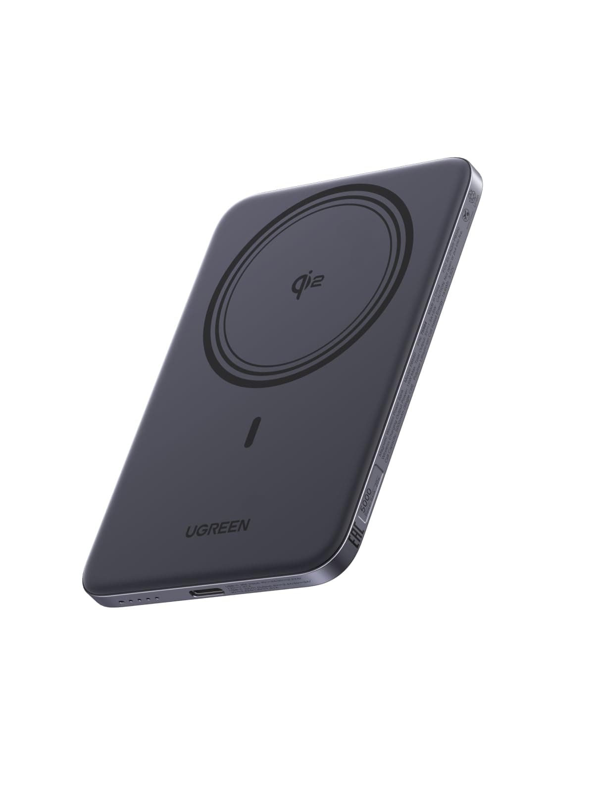 UGREEN MagFlow Air Qi2 15W Ultra Slim Batterie Externe 5000mAh Câble USB C PD 20W Compatible avec MagSafe iPhone 17 16 15 14 13 12 Air Plus Pro Max Power Bank Induction Charge Magnétique (Gris)