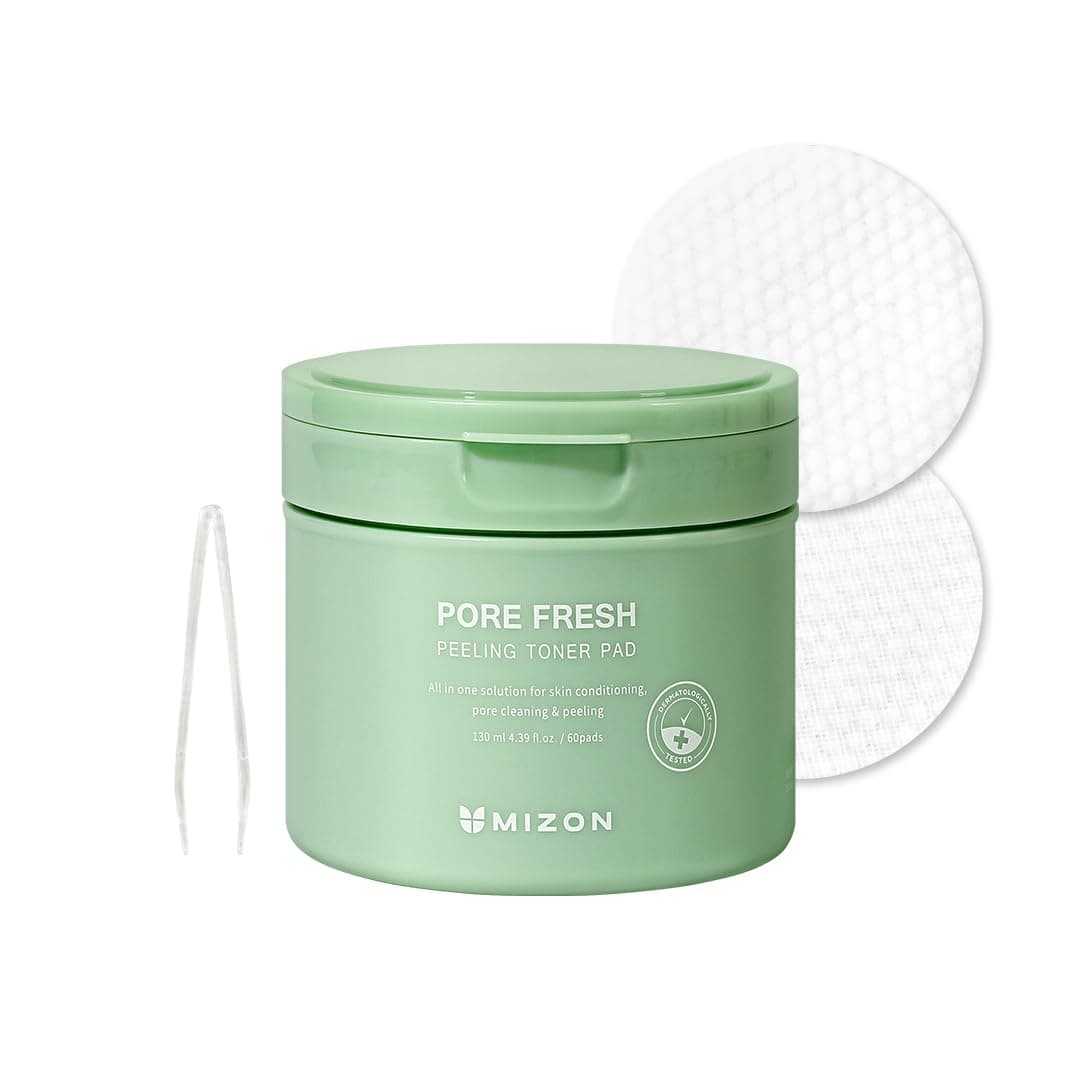 [MIZON PORE FRESH PEELING TONER PAD (x60) Koreanische Hautpflege - Sanfte Peeling-Tampons mit AHA, BHA & PHA - Tiefenreinigung und Sebumkontrolle für empfindliche Haut