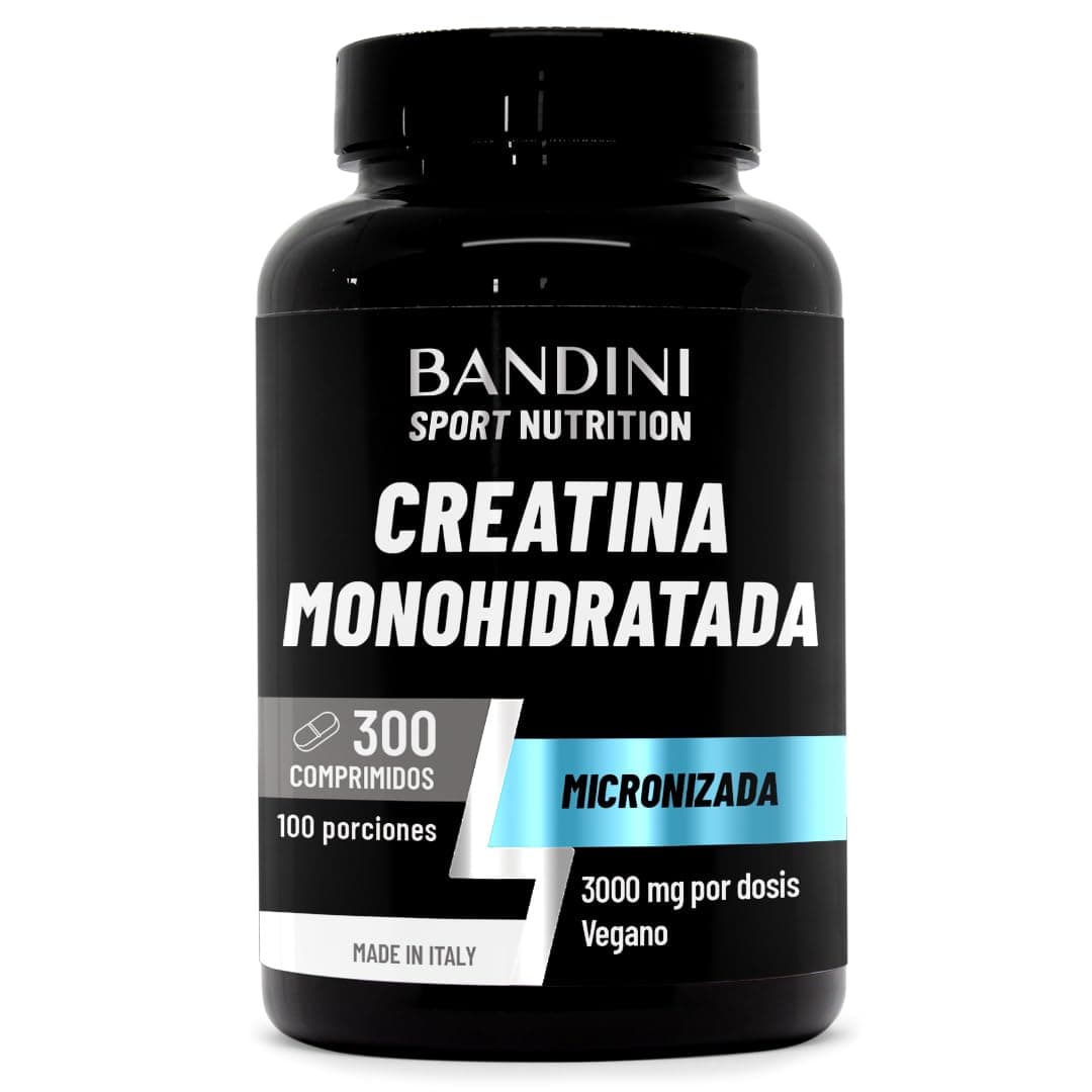 Bandini® Creatina Monohidratada 300 Comprimidos, 3.000mg por dosis, + 3 Meses, Creatina Vegana, Insípida, para 100 días de suministro, Aumenta la resistencia, Creatine Monohydrate 100% vegana