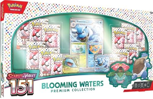 Pokémon TCG: Blooming Waters Premium Collection (4 Folien-Promo-Karten, 1 Folien-Oversize-Karte und 12 Booster-Packs)