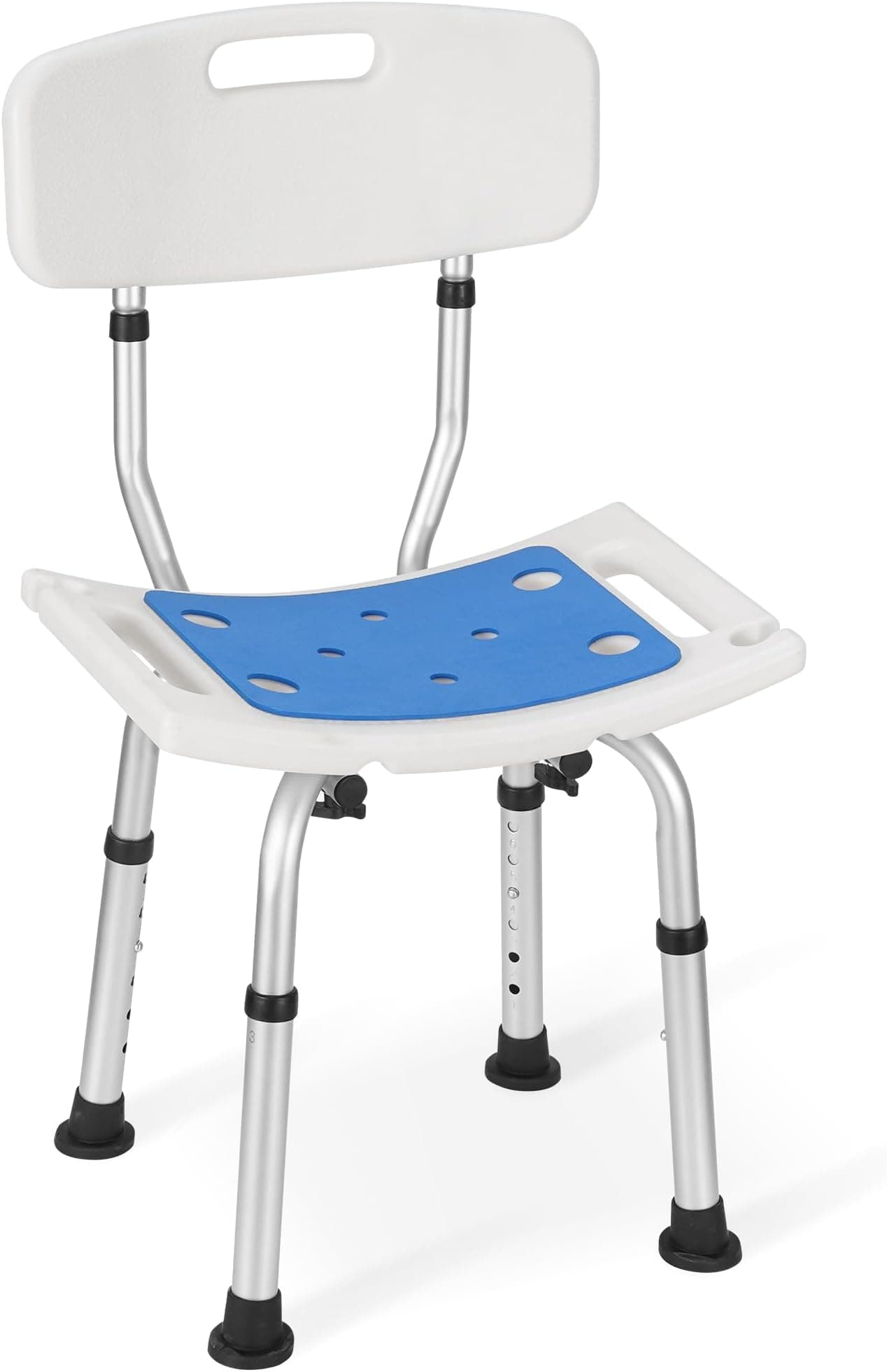 Careboda Chaise de Douche avec Dossier à 6 hauteurs réglables, Assemblage sans Outils, en Aluminium Solide, antidérapante, conçue pour la Douche intérieure