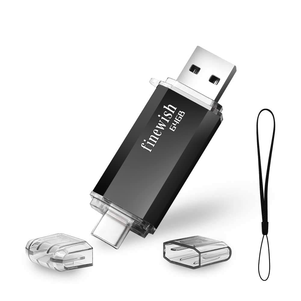 Chiavetta USB Type C 64 GB, 2 in 1 OTG Pennetta 64 giga USB C Pen Drive 64GB per PC/New MacBook/Tablet/Smartphone Huawei, Samsung, Xiaomi (Nero)