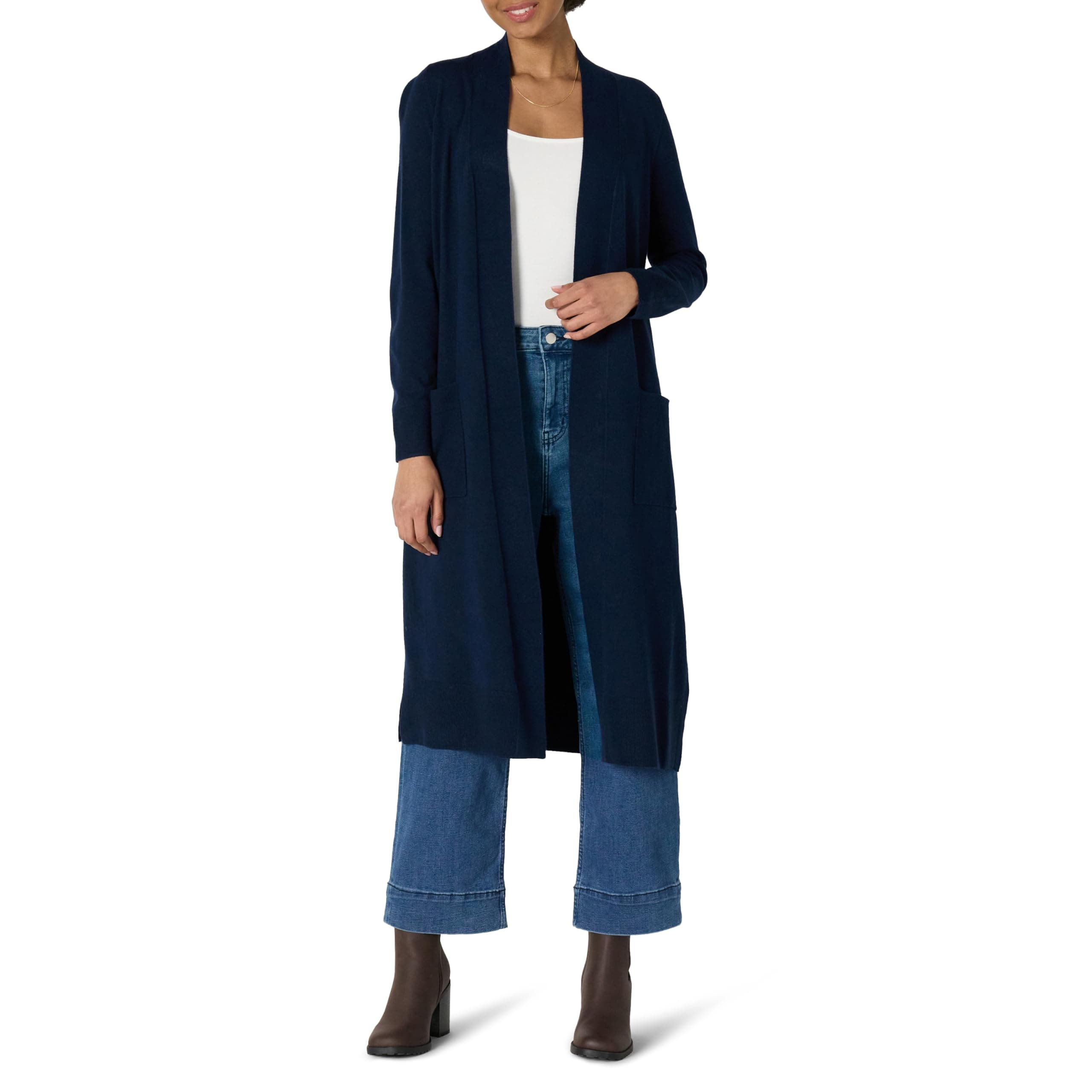 Amazon Essentials Damen Leichter Cardigan in regulärer Passform und Staubmantellänge