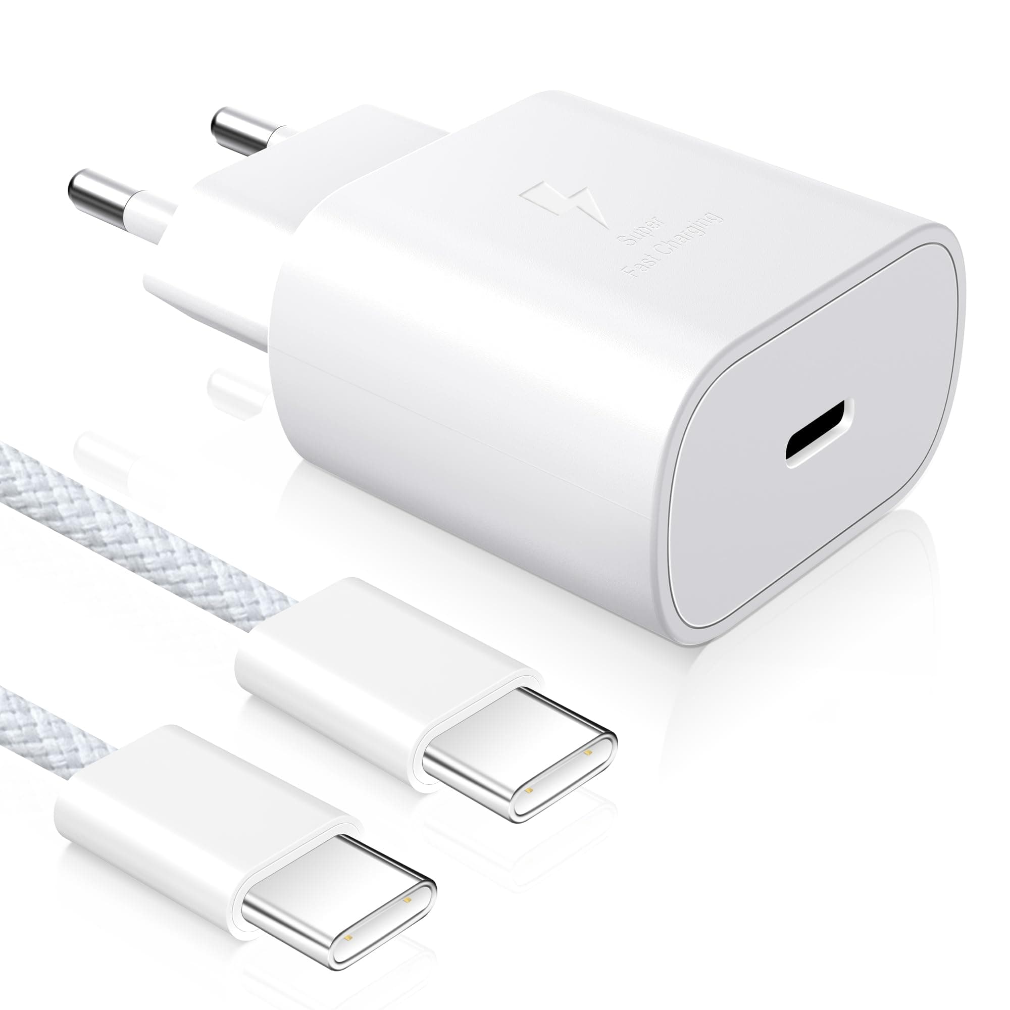 YISH Cargador USB C Carga Rrapida 25W： Enchufe USB C PD/QC 3.0 3A Cargador Tipo C Movil Carga Rapida con 60W Cable Tipo C a C