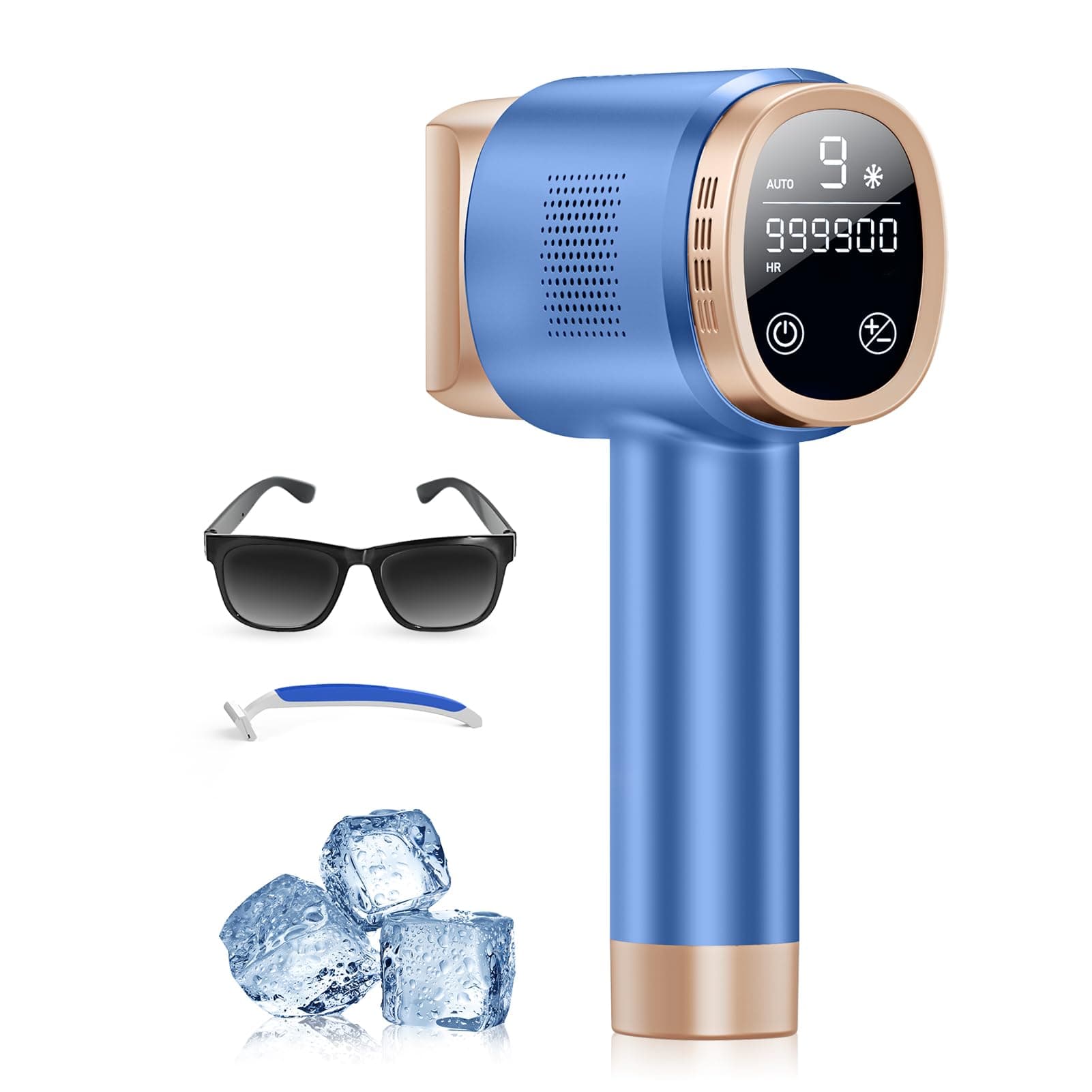 Epilatore Luce Pulsata con Funzione di Raffreddamento a Ghiaccio, Schermo LCD Touch,Modalità di Scorrimento Automatico, Epilatore a Luce Pulsata per Donne e Uomini,Viso, Ascelle, Bikini,Corpo