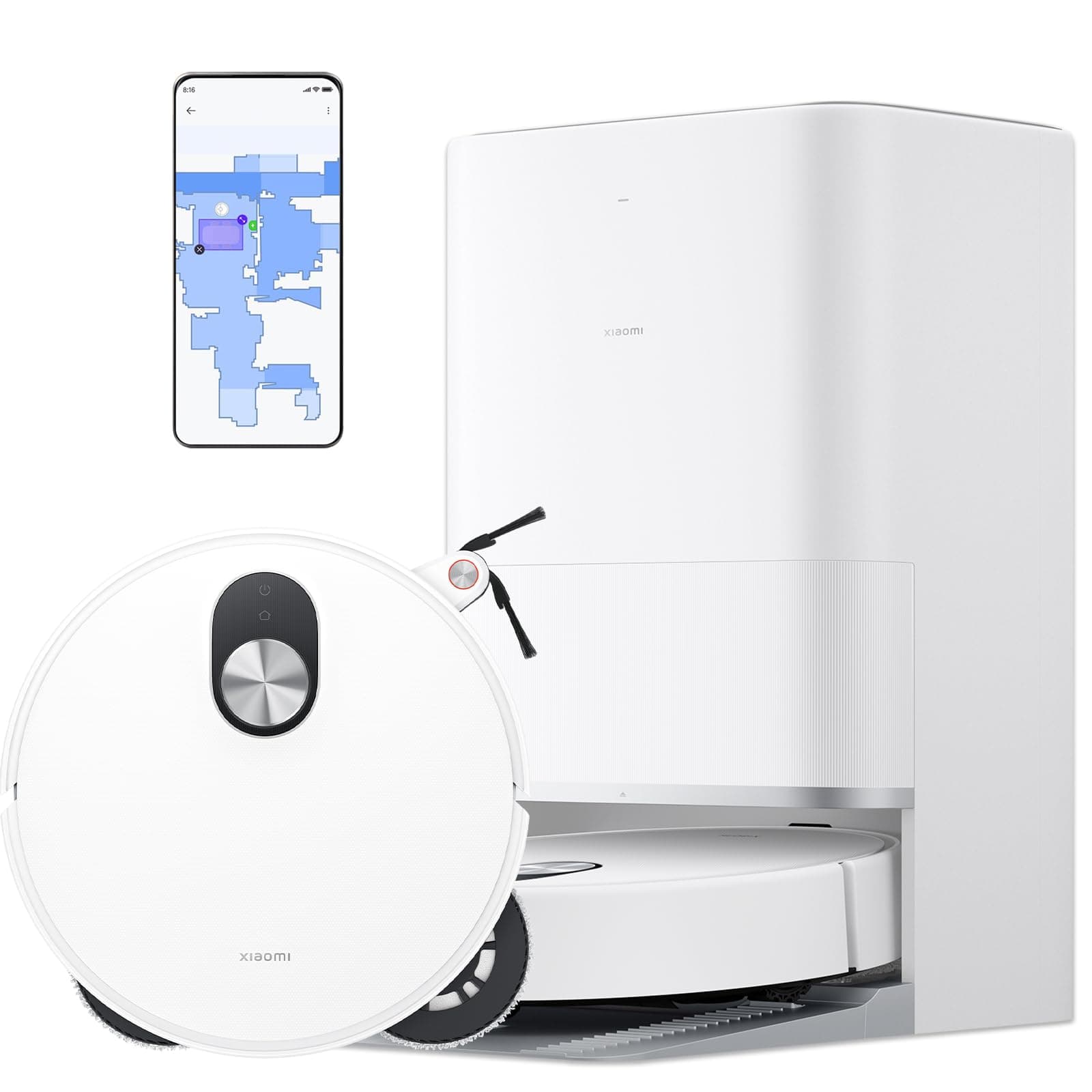 XIAOMI Robot Vacuum 5 Pro - Robot Aspirapolvere Lavapavimenti Intelligente,vacuum cleaner con Videocamera HD 5MP Supporto per chiamate unidirezionali,20.000 Pa,Radar intelligent