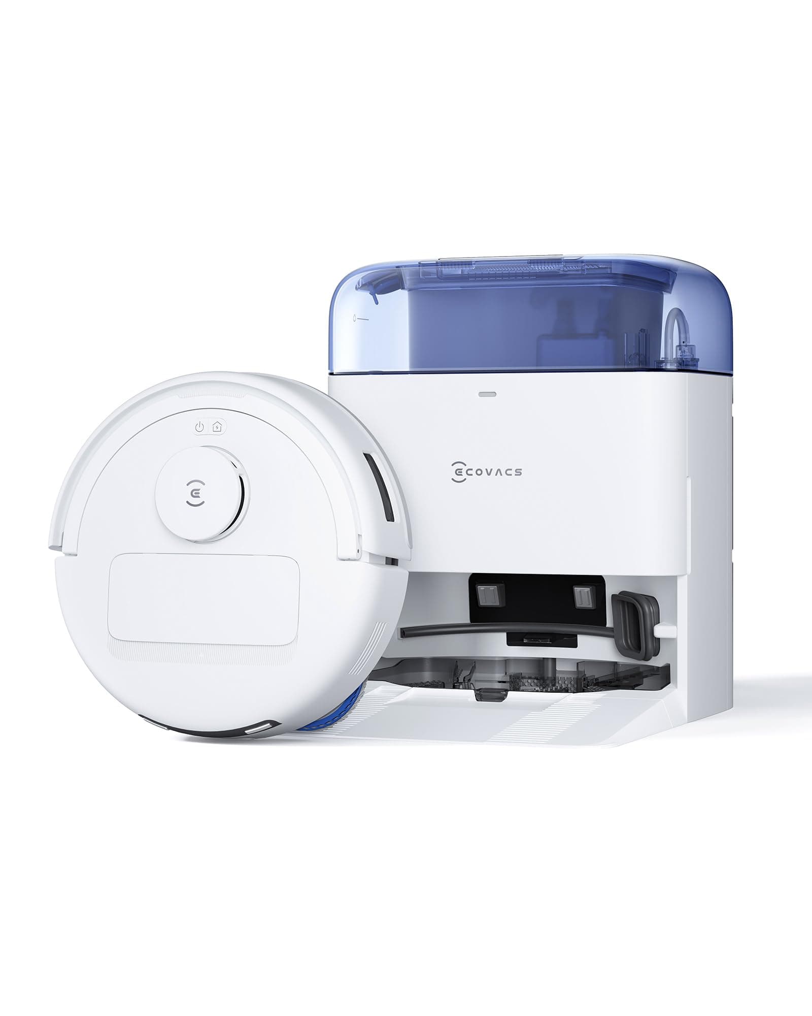 ECOVACS DEEBOT Mini Robot Aspirador y fregasuelos, succión de 9000 Pa, Antienredos ZeroTangle 2.0, TrueMapping 2.0, Secado a 45 ℃, autovaciado, fregado Inteligente, autolimpieza, Azul