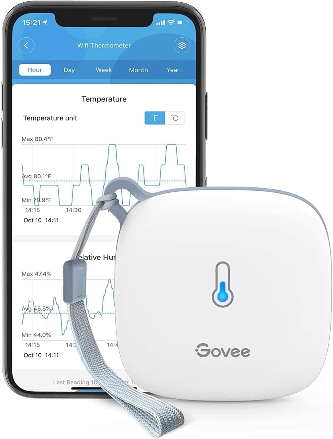 Govee WLAN Thermometer Hygrometer Innen, WiFi Thermo Hygrometer mit 50m WLAN-fähige Reichweite, App Benachrichtigung und Datenspeicherung, geeignet für Gewächshaus, Weinkeller, weiß (nur 2,4G WLAN)