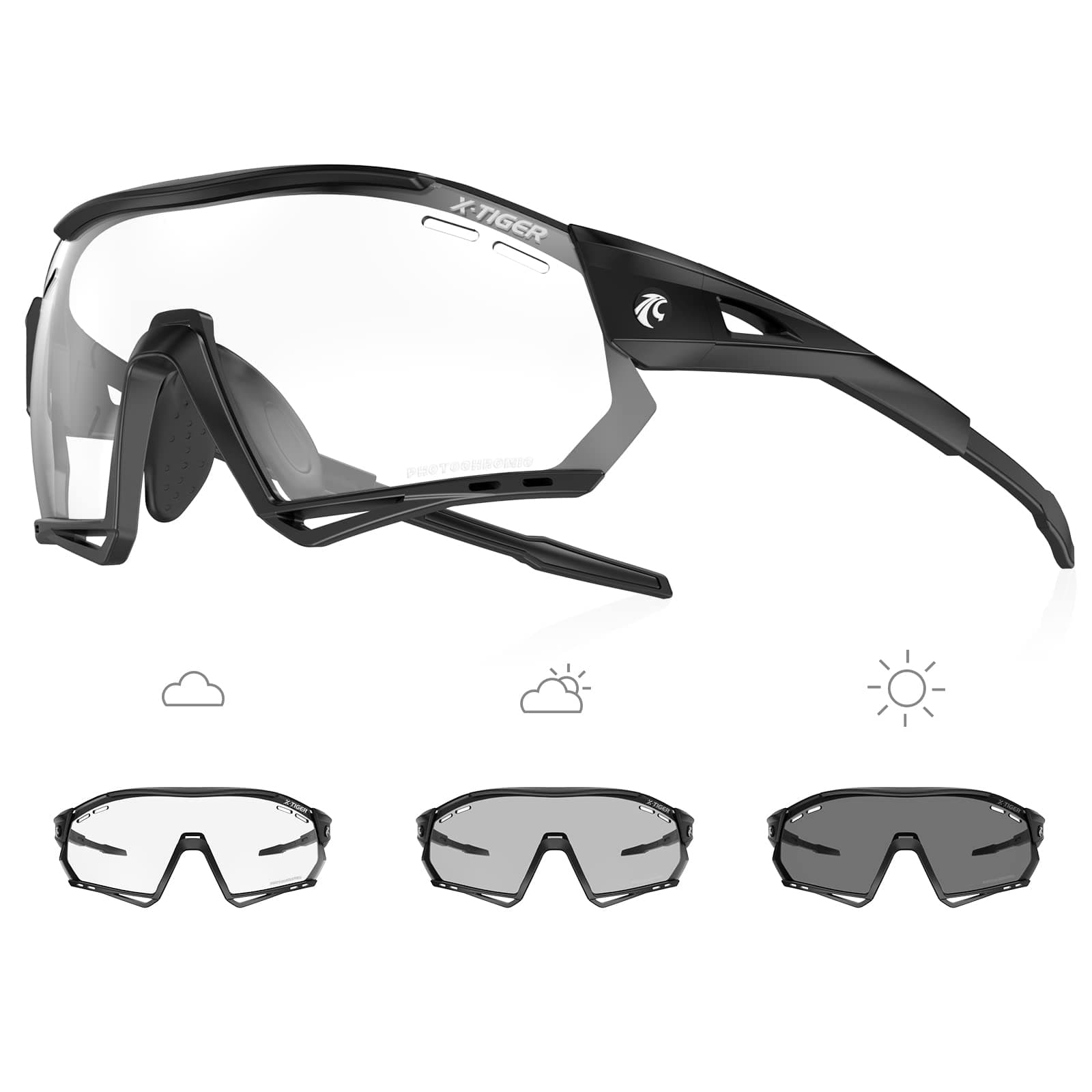 X-TIGER Occhiali Ciclismo Fotocromatici TR90 Occhiali Da Sole Sportivi UV400 PC Lenti Trasparenti Uomo Donna Bici MTB…