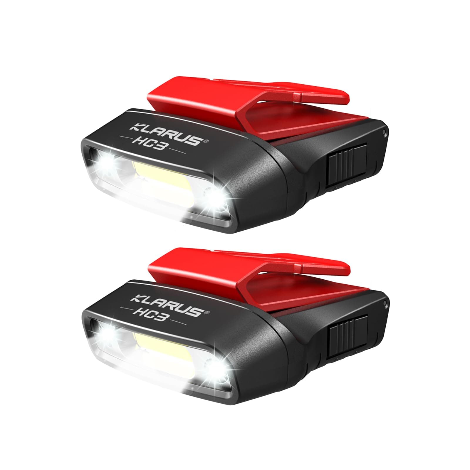 klarus HC3 Clip Rechargeable LED phare rotatif casquette à bille visière lumière mains libres avec lumière rouge pour la pêche en cours d'exécution Camping lecture travail（Lot de 2）