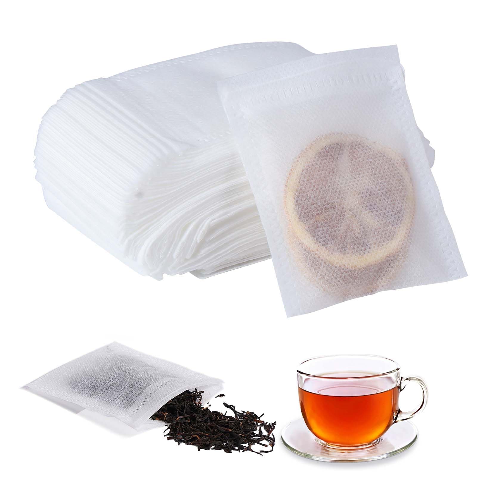 Vinabo Sachet Filtre à Thé Jetable 400 Pièces - Non-Tissé Alimentaire 7x9 cm avec Cordon - Infuseur à Usage Unique pour Thé en Feuilles, Épices, Herbes, Tisanes et Café, Blanc