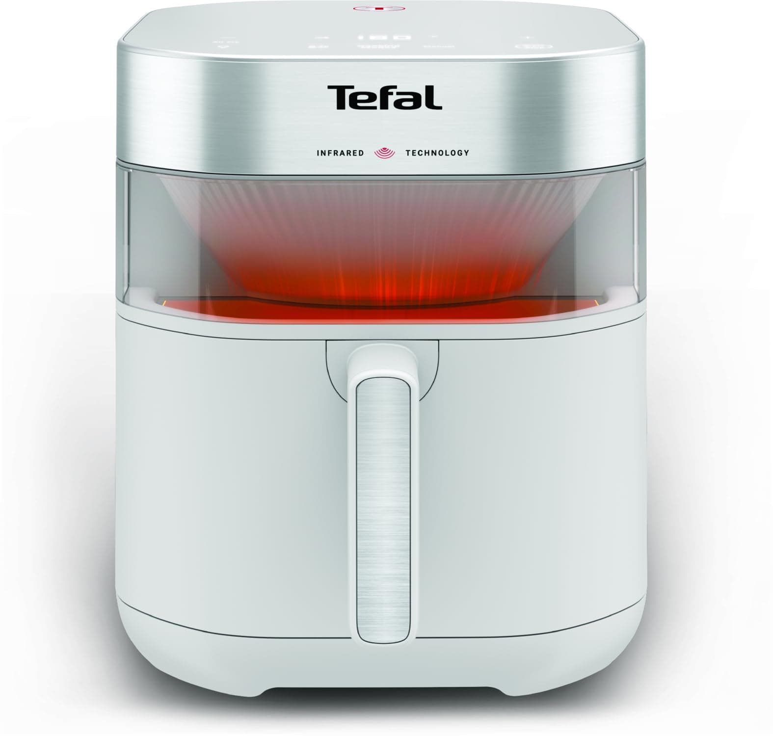 Tefal Easy Fry Infrared Heißluftfritteuse, bis zu 99% weniger Fett, Infrarottechnologie, 7 Liter, digitales Bedienfeld, Sichtfenster, Auto-Off, Warmhaltefunktion, spülmaschinenfest, Weiß, EY831GE0