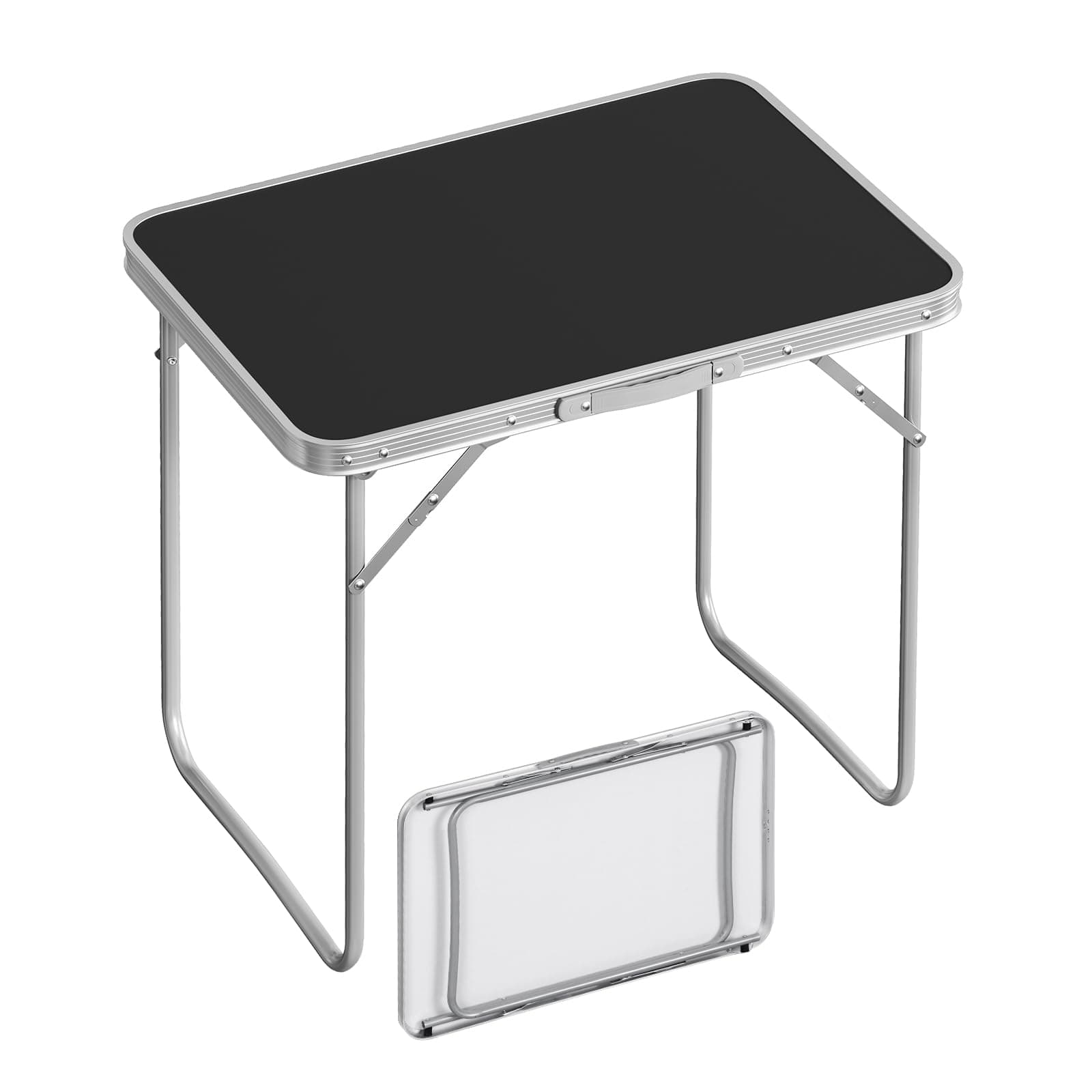 WOLTU Klapptisch Campingtisch mit Aluminiumrahmen Griff, Gartentisch aus MDF, Reisetisch klappbar, für Picknick Strand im Freien, 70 x 60 x 50 cm (B x H x T), Schwarz