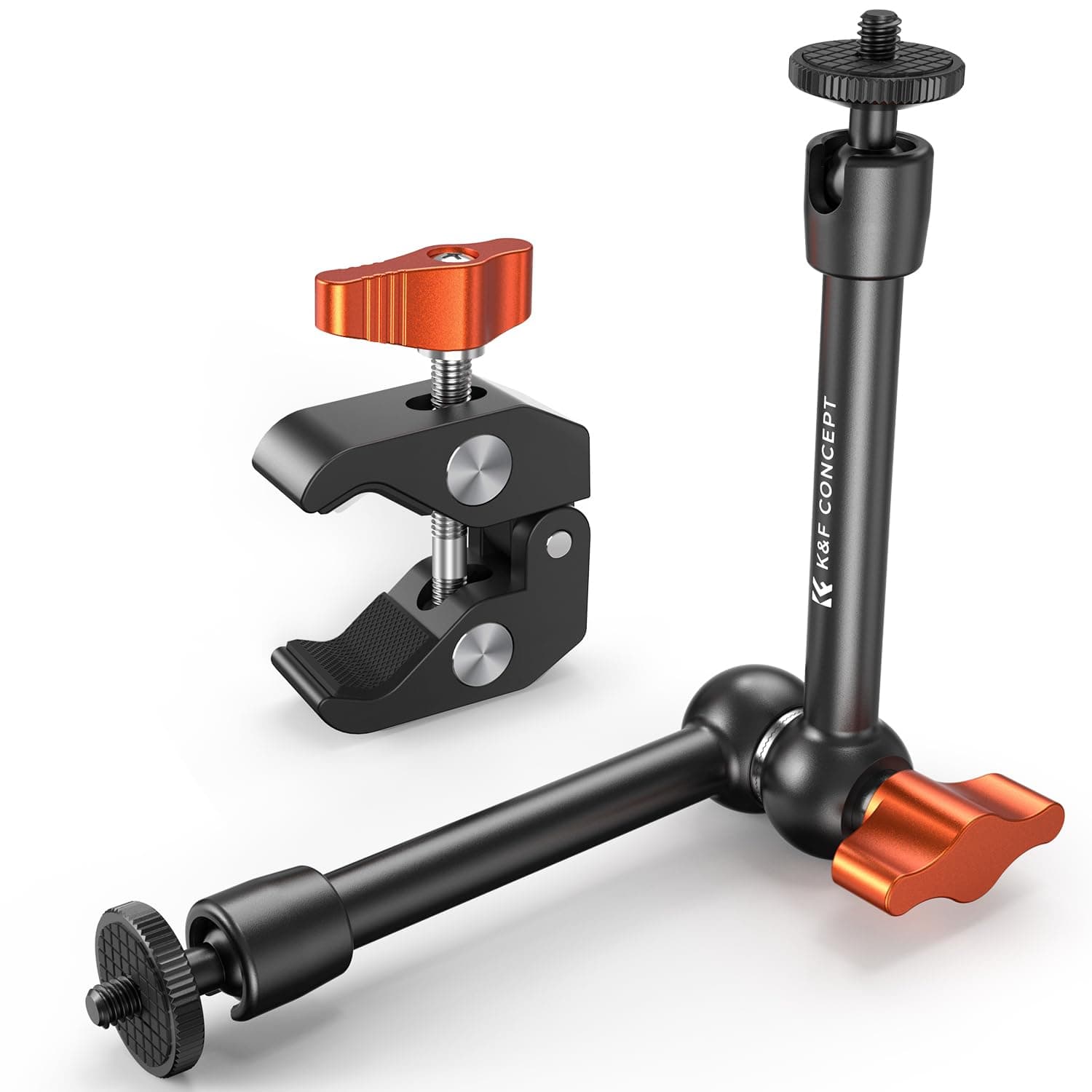 K&F CONCEPT 9,8 Zoll Magic Arm mit Super Clamp, Kamera Halterung für Käfig Monitor LED Licht Action-Kamera, 2 KG Belastung