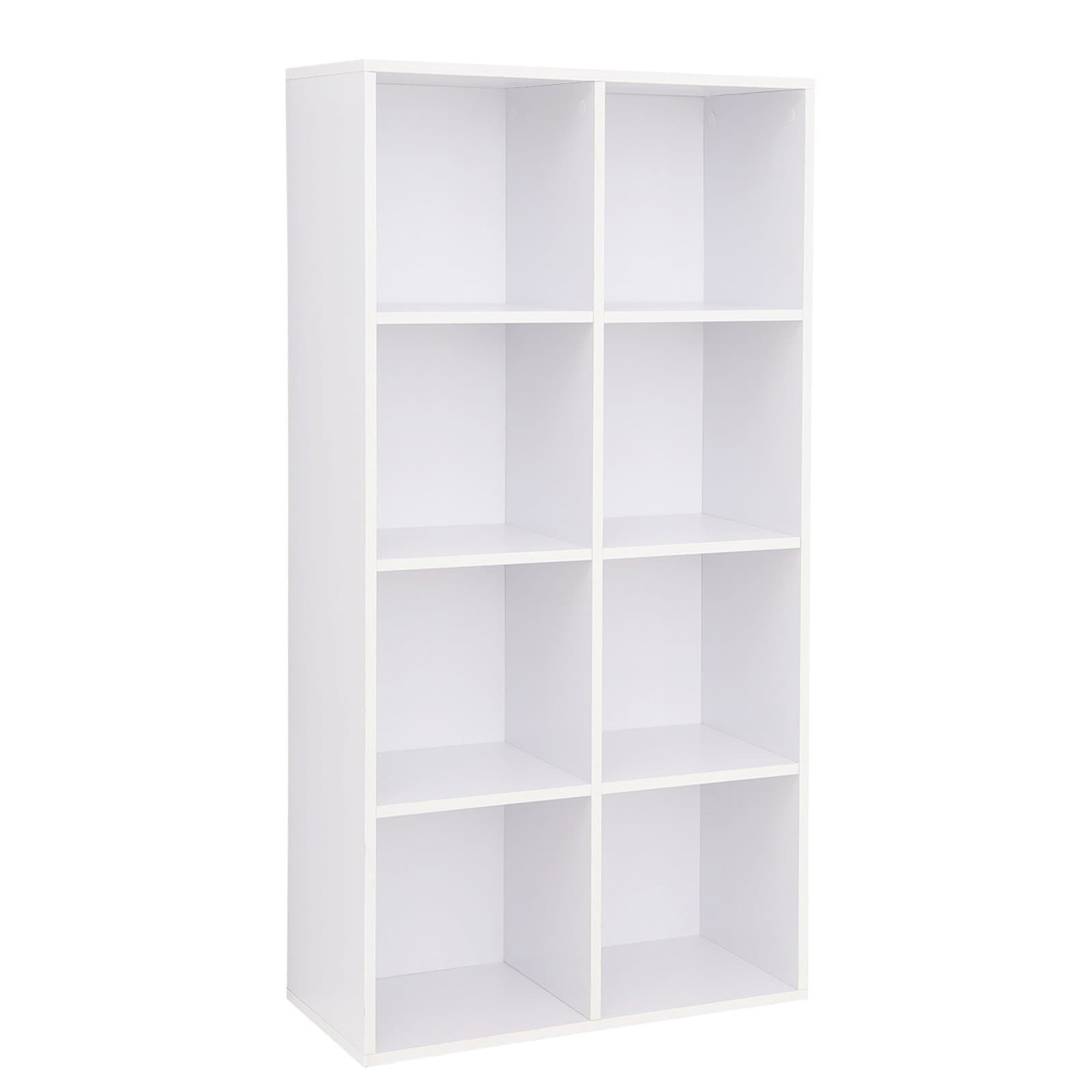 VASAGLE Bücherschrank, Bücherregal, mit 8 Fächern, Büroregal, Würfelregal, Standregal, für Wohnzimmer, Schlafzimmer, Büro, Kinderzimmer, weiß LBC24WT