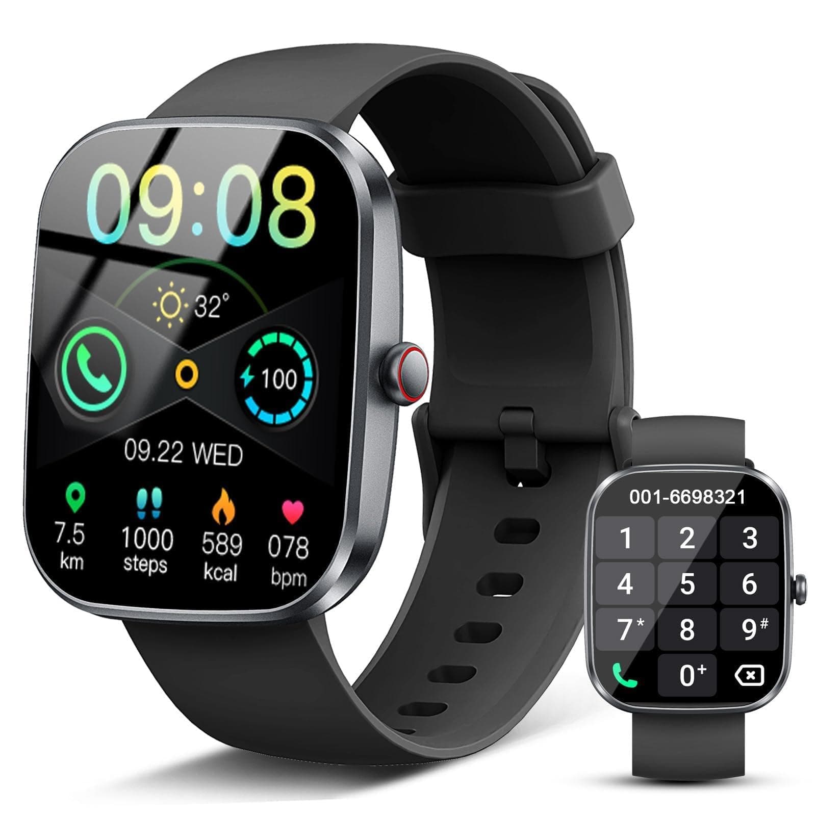 2026 Reloj Inteligente Hombre Mujer, 1.91" Smartwatch con Llamadas Bluetooth y WhatsApp, Pulsómetro, Monitor de Sueño, 110+ Modos Deportivos, IP68 Impermeable, Pulsera de Actividad para Android iOS