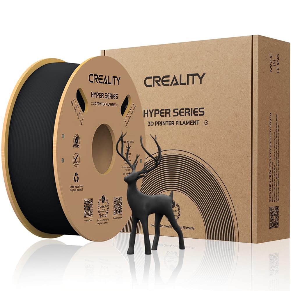 Creality Official Hyper PLA Filament Schwarz 1KG, 3D Drucker Filament für Hochgeschwindigkeitsdruck, langlebig und widerstandsfähig, glatt, Überhang Leistung Maßgenauigkeit +/-0.03mm, 2.2lbs/Spool
