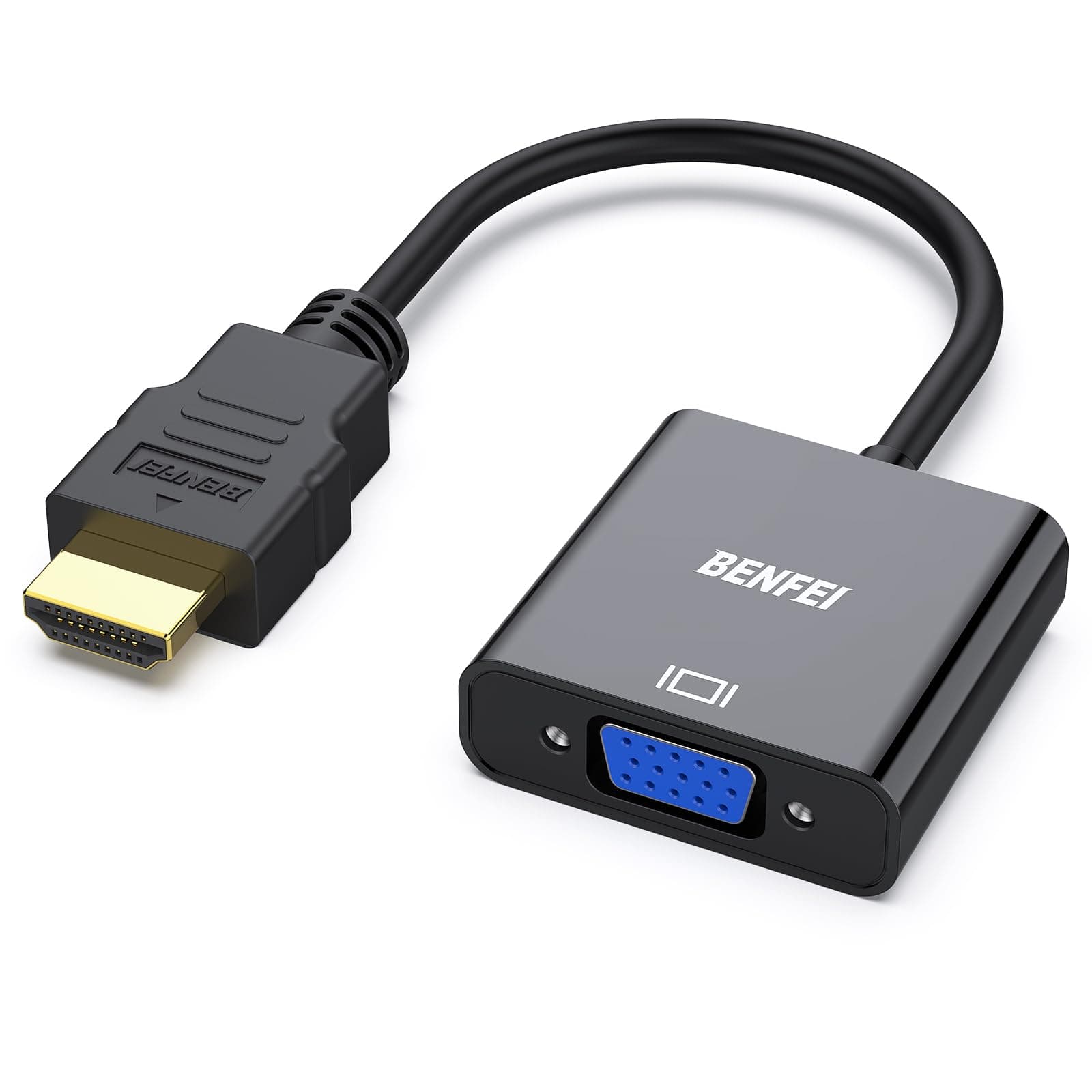 BENFEI Adaptateur HDMI vers VGA, (mâle vers Femelle) pour Bureau, Ordinateur Portable, PC, Moniteur, projecteur, HDTV, Chromebook, Raspberry Pi, Roku, Xbox et Plus - Noir