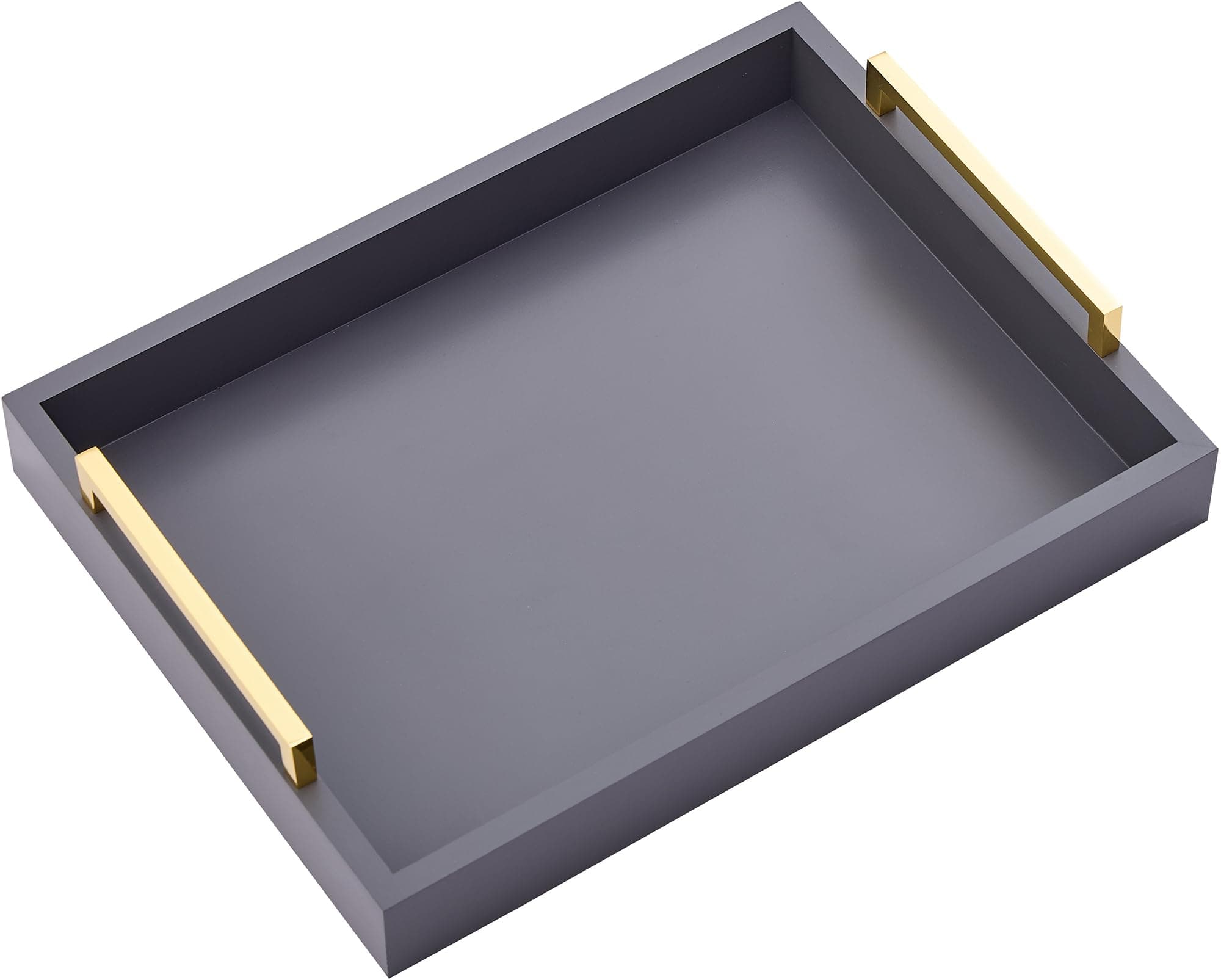 Bandejas de Servir de 40 x 30 x 5 centímetros con Asas, Bandeja Decorativa Gris, bandejas otomanas Grises para Desayuno, café, Sala de Estar, baño, Cocina y Exteriores (Gris)
