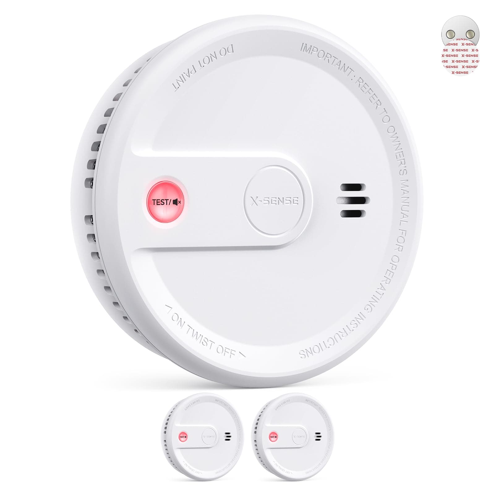 X-Sense Rauchmelder mit 10-Jahres-Batterie, Zertifiziert nach EN 14604, Brandmelder mit Magnethalterung, Standby ohne LED-Blinksignal, Test-/Stummschaltungstaste, ultraschlank, XS0G-SN, 2 Stück