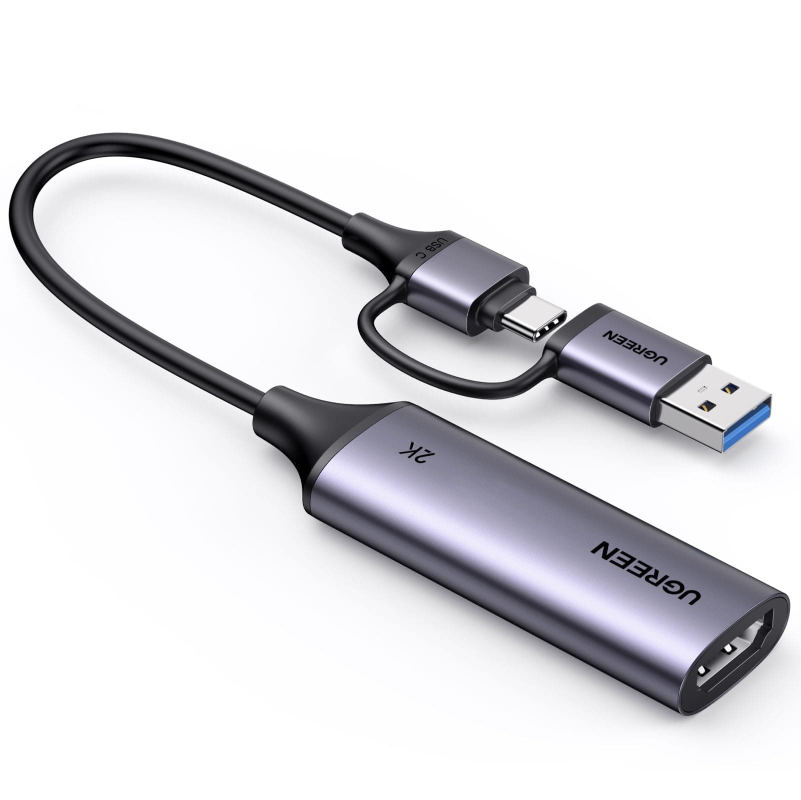 UGREEN Video Capture Card, USB 3.0 HDMI auf USB C/A Videoaufnahmekarte, 4K Eingang und 2K30Hz Capture, hdmi grabber kompatibel mit Switch Switch 2 PS5 Xbox TV Stick Camera Laptop iPad Handy Mac mini 4