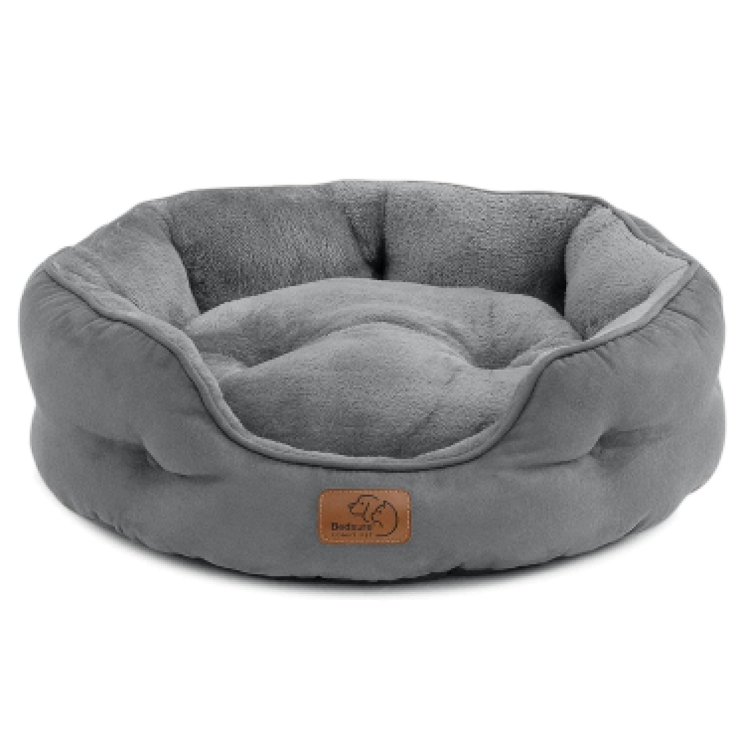 BEDSURE Katzenbett waschbar Katzen Bettchen - 51x48x15cm Katzenkorb mit Zweiseitig Innenkissen Katzenschlafplatz für Katzen oder kleine Hunde,Grau