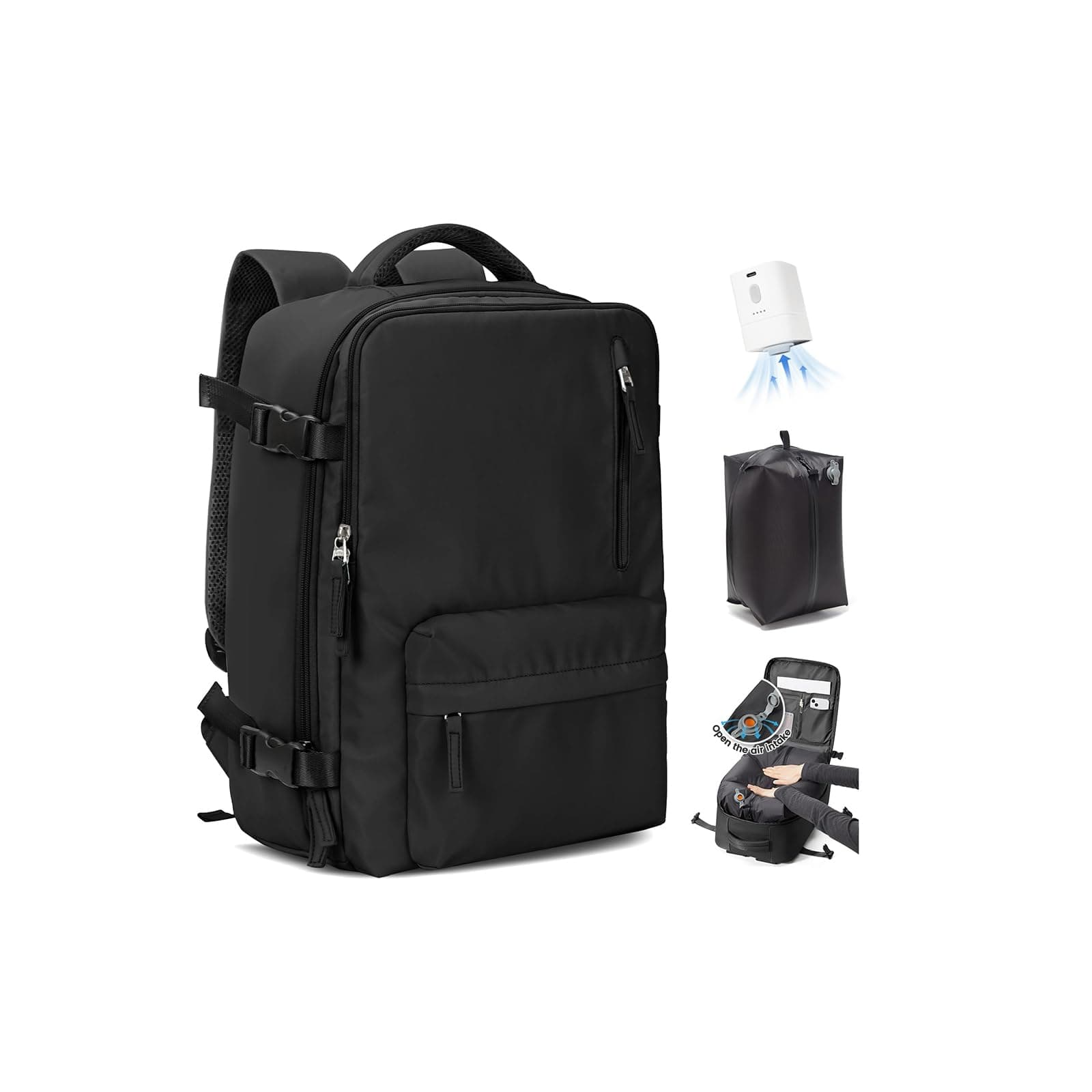 SZLX Sac à Dos Sous Vide avec Pompe Sac a Dos Voyage Cabine Avion 40x30x20 Bagage Cabine 40x30x20 Ryanair Wizz air Sac Cabine 40x20x25 Femme Bagage à Main Homme pour Ordinateur Portable 14 Pouces