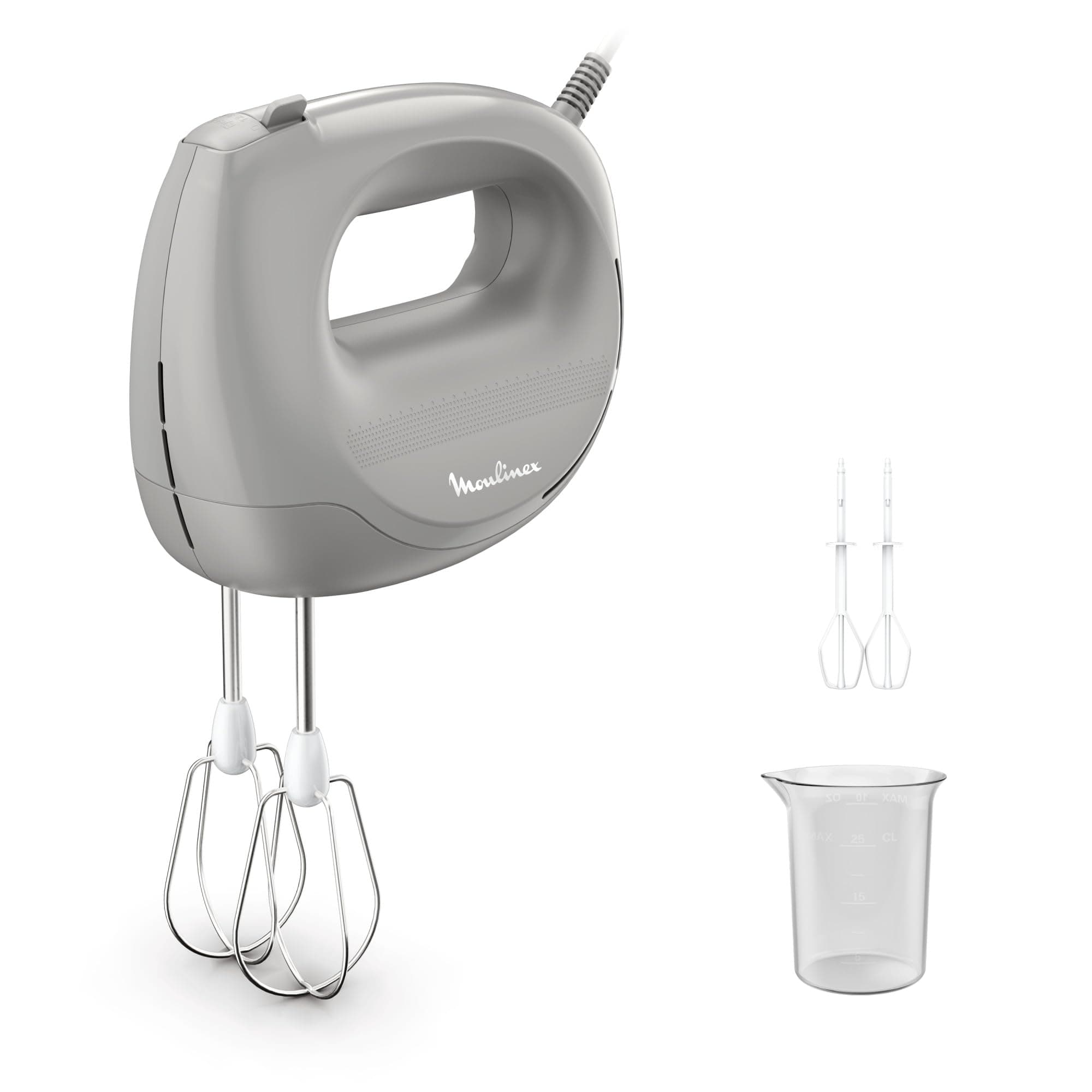 Moulinex Easy Max, Sbattitore Elettrico Compatto, 5 Velocità, 300 W di Potenza, Colore Pepper, Accessori Lavabili in Lavastoviglie, HM262B