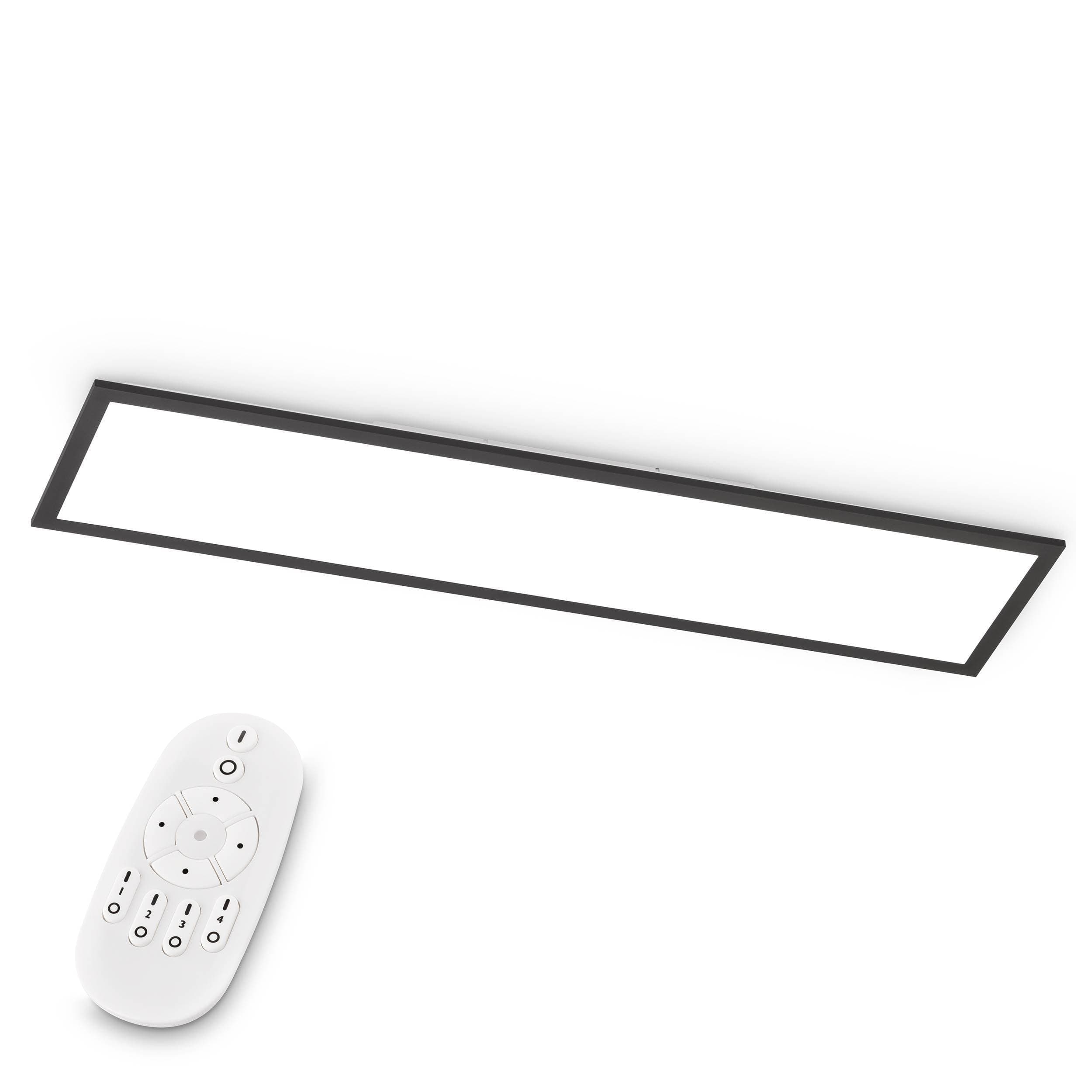 EGLO LED Büro-Deckenleuchte Bottazzo, mit Fernbedienung, 3200 Lumen, Deckenlampe flach 100x25 cm, Lampe Decke Wohnzimmer, Panel dimmbar, Küchenlampe warmweiß – kaltweiß, Schwarz