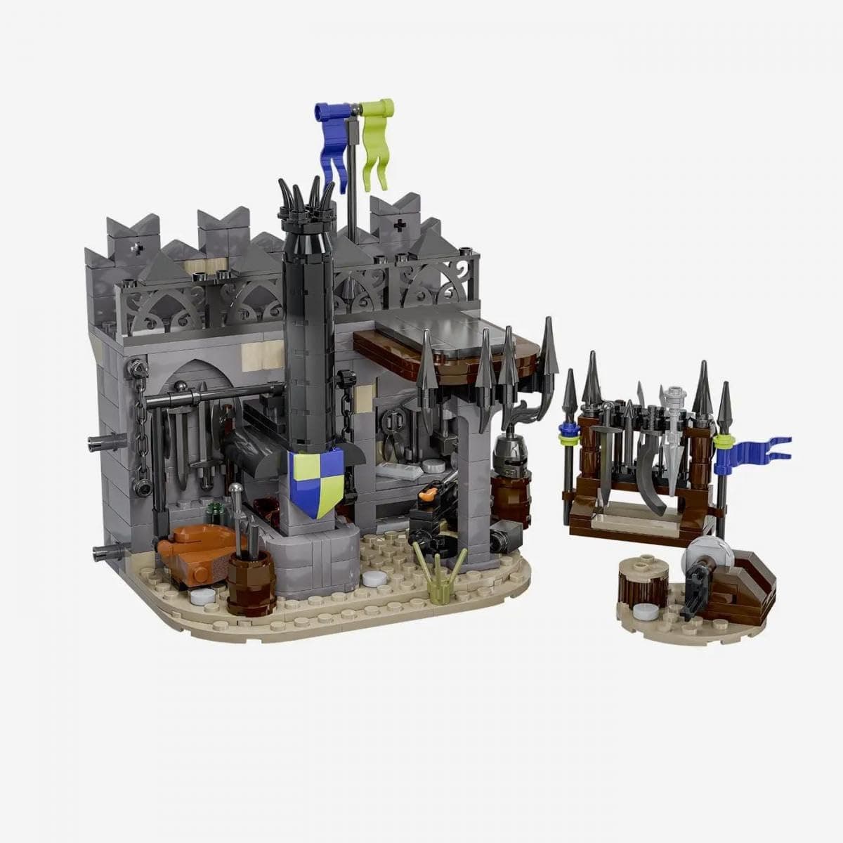BlueBrixx Pro 108897 – Festung Rabenstein: Waffenschmied aus Klemmbausteinen mit 532 Bauelementen