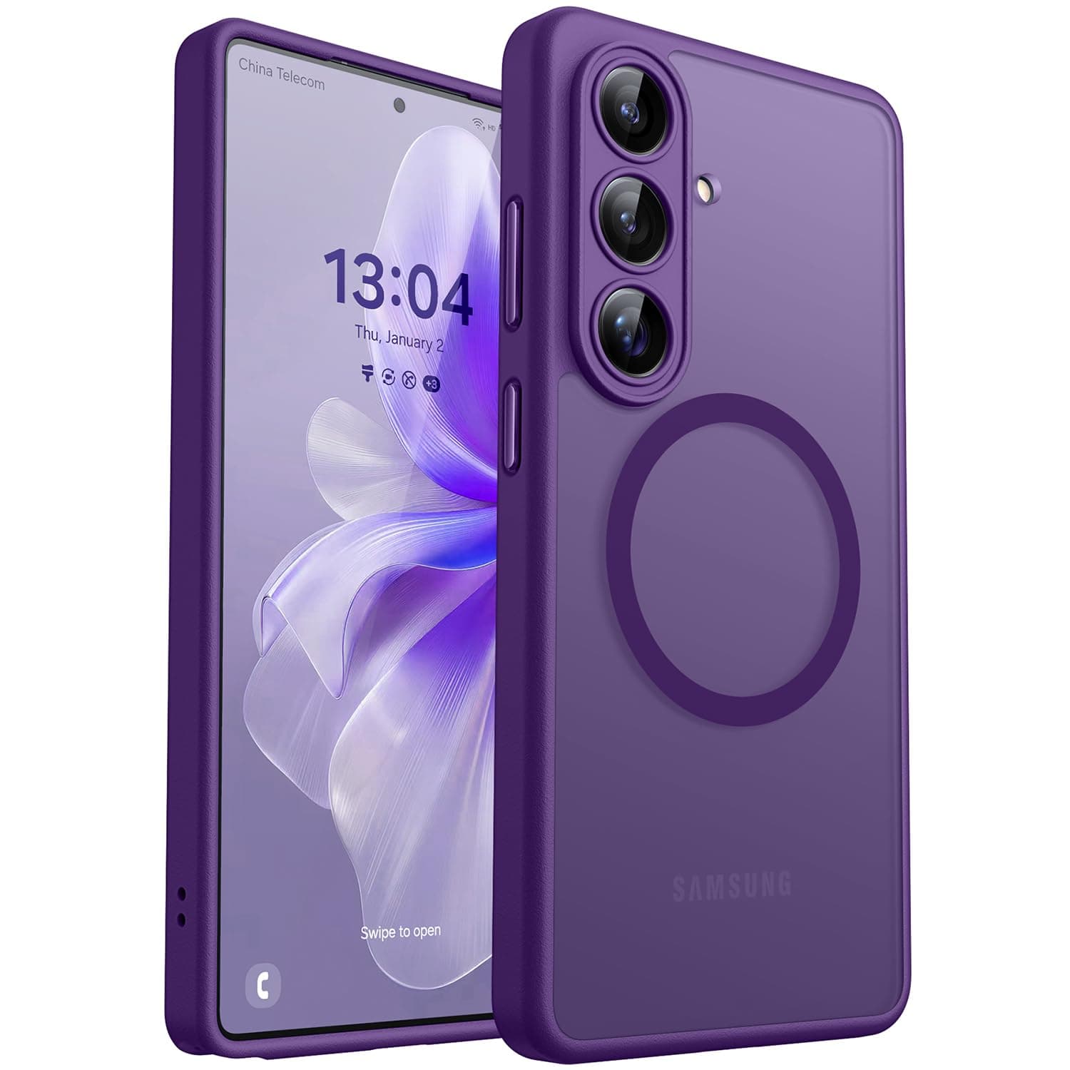 CANSHN Magnetica Cover per Samsung Galaxy S26 (6.3 Pollici), [Protezione Completa Della Fotocamera] Custodia Traslucida Opaca Protettiva Sottile Antiurto,Viola Profondo
