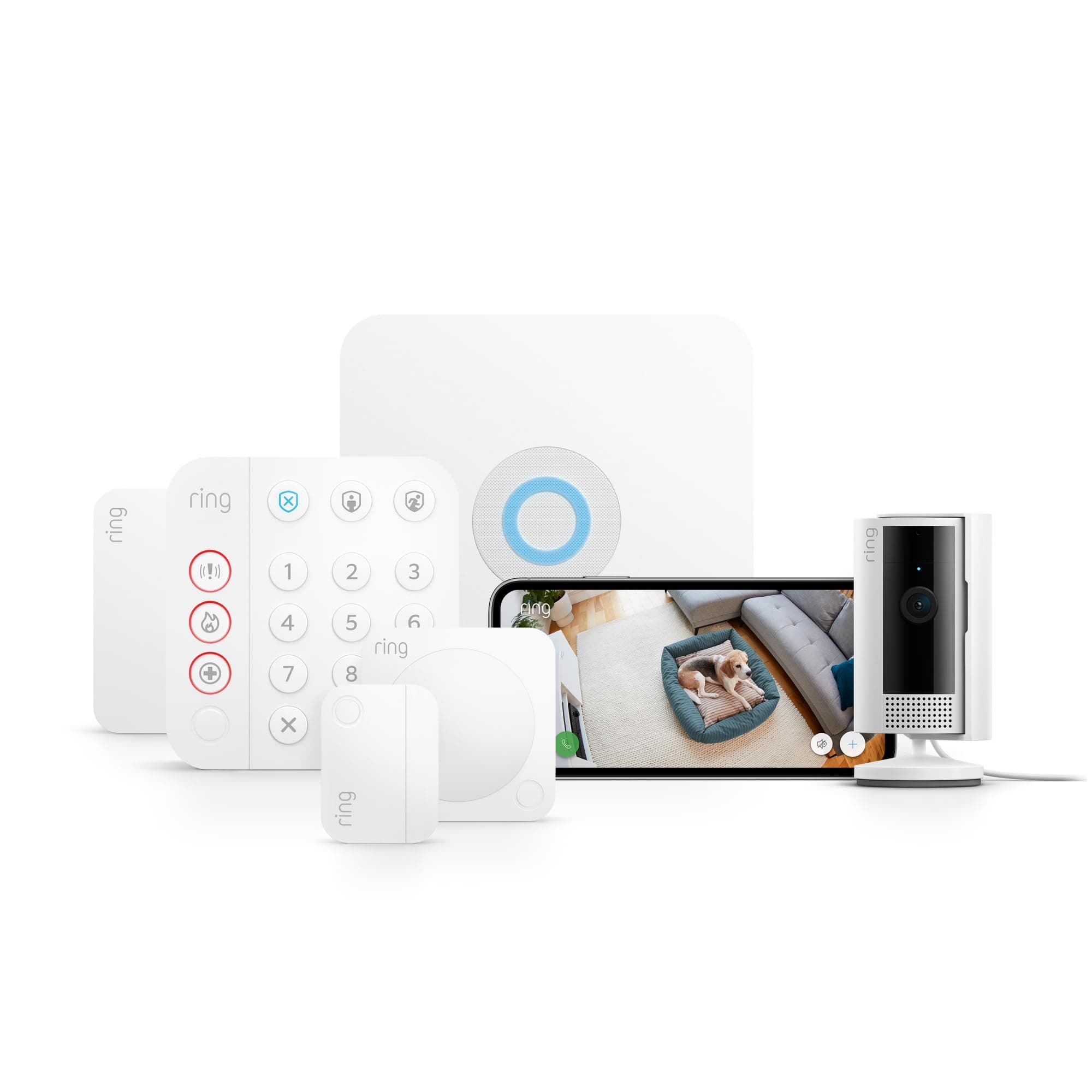Kit Ring Alarm S + videocamera interna (Indoor Camera 2ª gen.) | Sistema di allarme per la sicurezza della tua casa con abbonamento Ring Home (venduto separatamente)