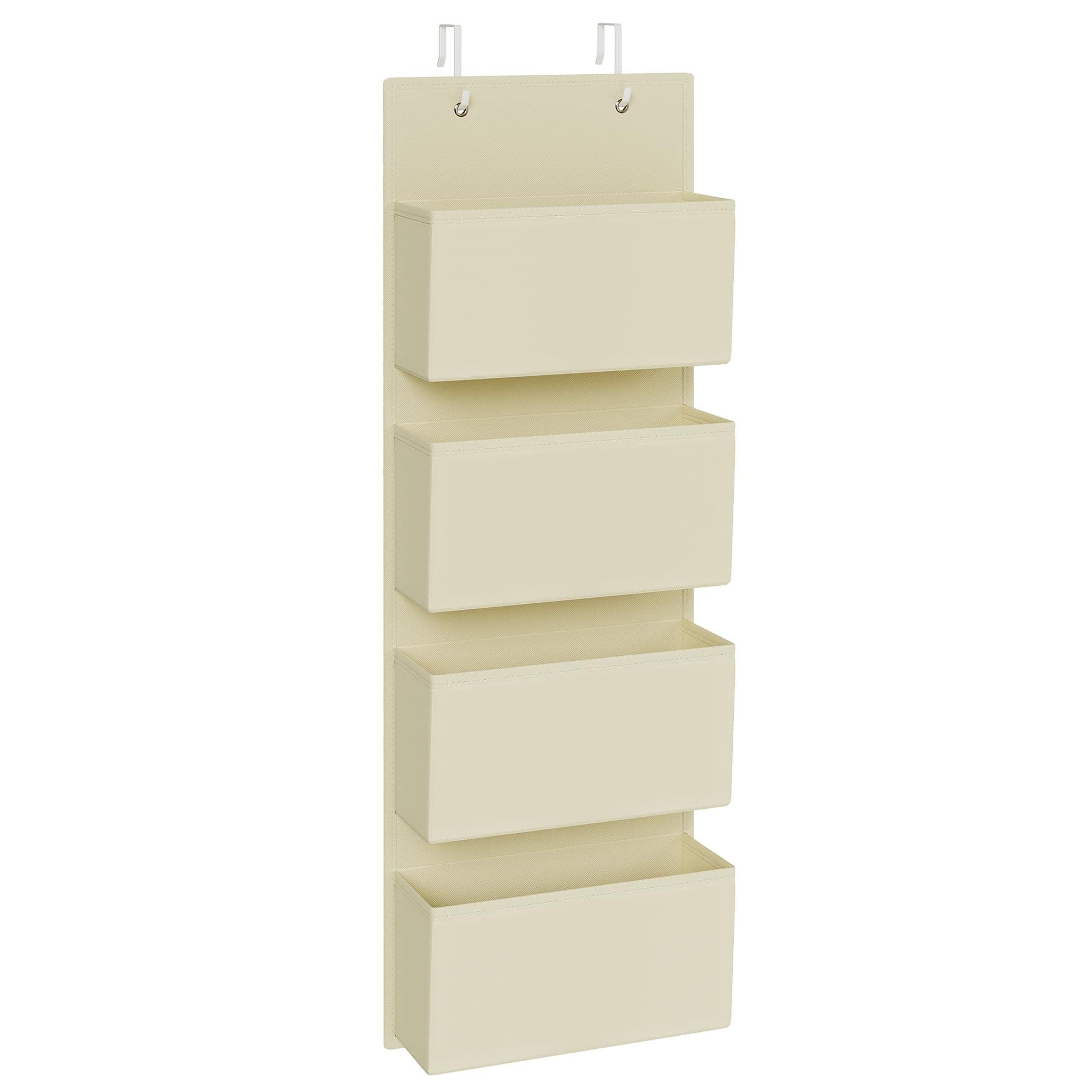 SONGMICS Hängeorganizer mit 4 Taschen, Hängeregal, Kleiderschrank-Organizer, Hängeaufbewahrung, Tür-Organizer, Schlafzimmer Wohnzimmer, 12 x 33,5 x 100 cm, beige RDH004Y01