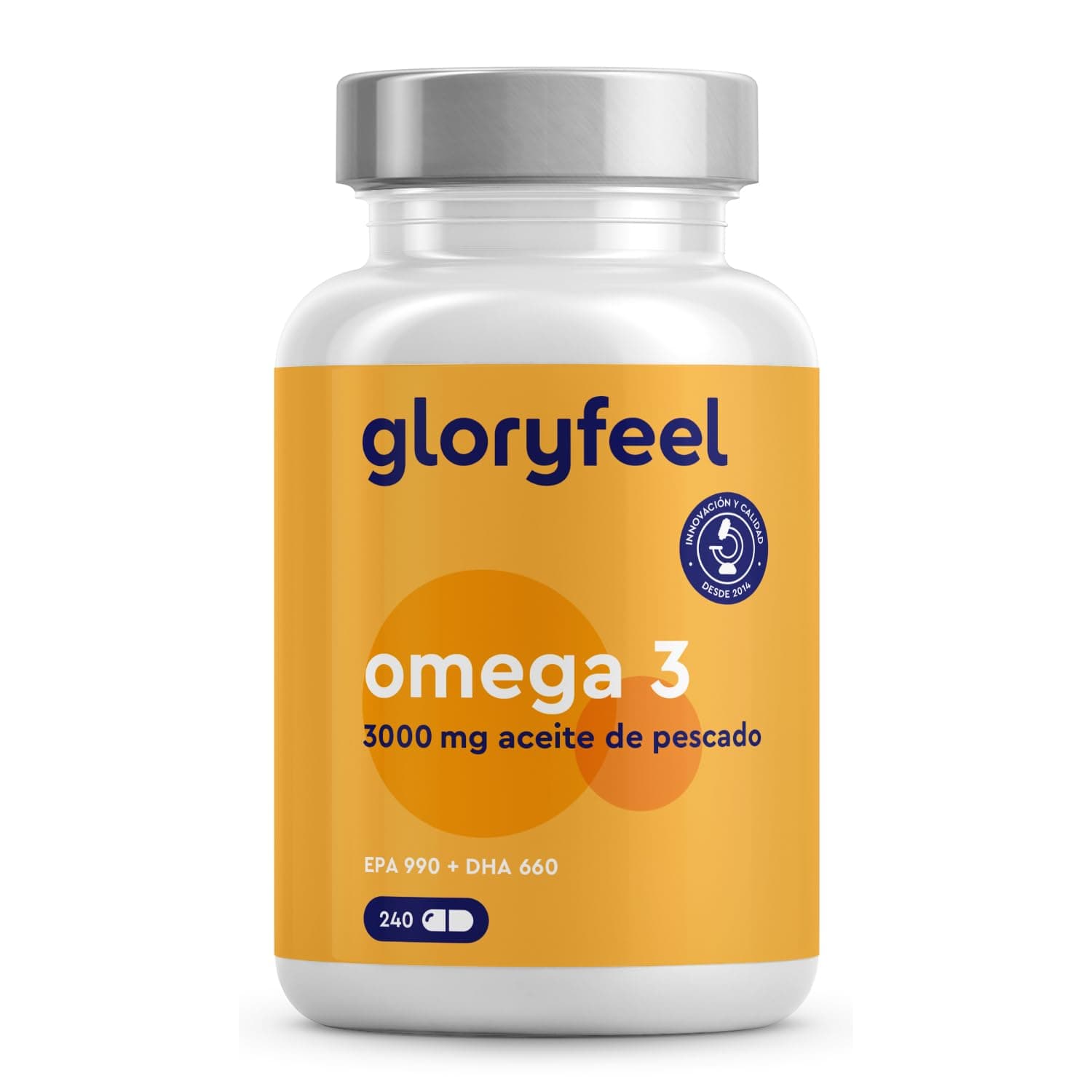 Omega 3 Cápsulas Alta Dosis - 3000mg de Aceite de pescado (990mg EPA + 660mg DHA) - 240 Cápsulas en forma de triglicéridos - Aceite de pescado puro de alta biodisponibilidad - Triple acción